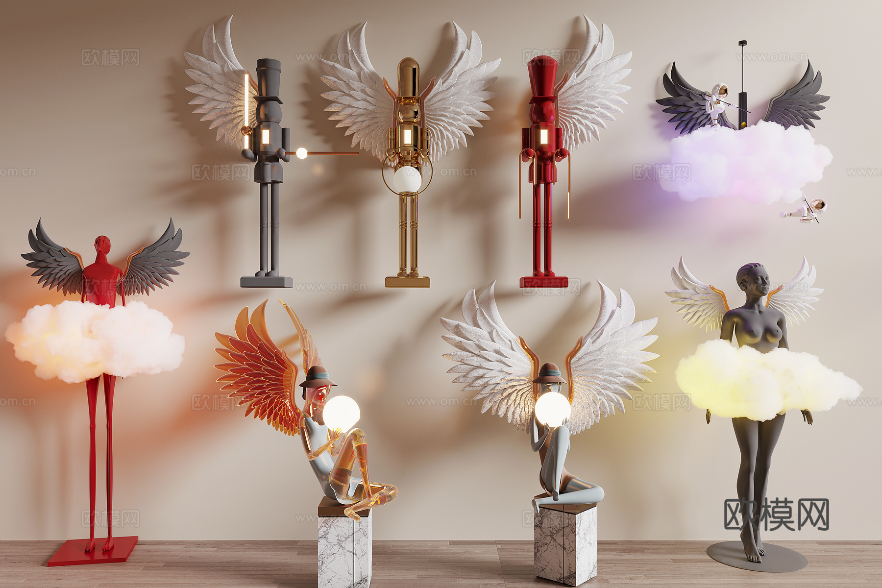 现代落地灯3d模型下载