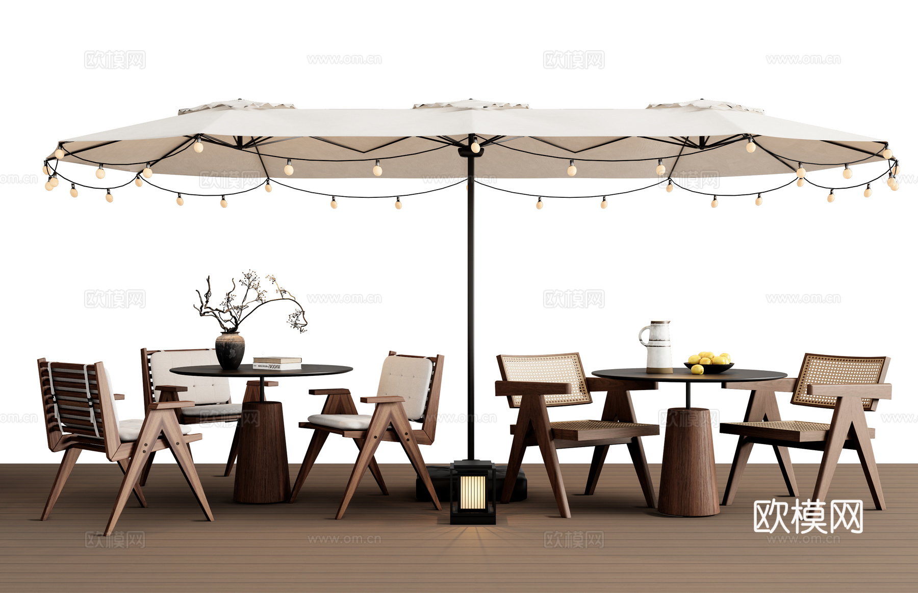 现代户外桌椅 户外休闲桌椅 户外餐桌椅 遮阳伞 外摆桌椅 咖su模型