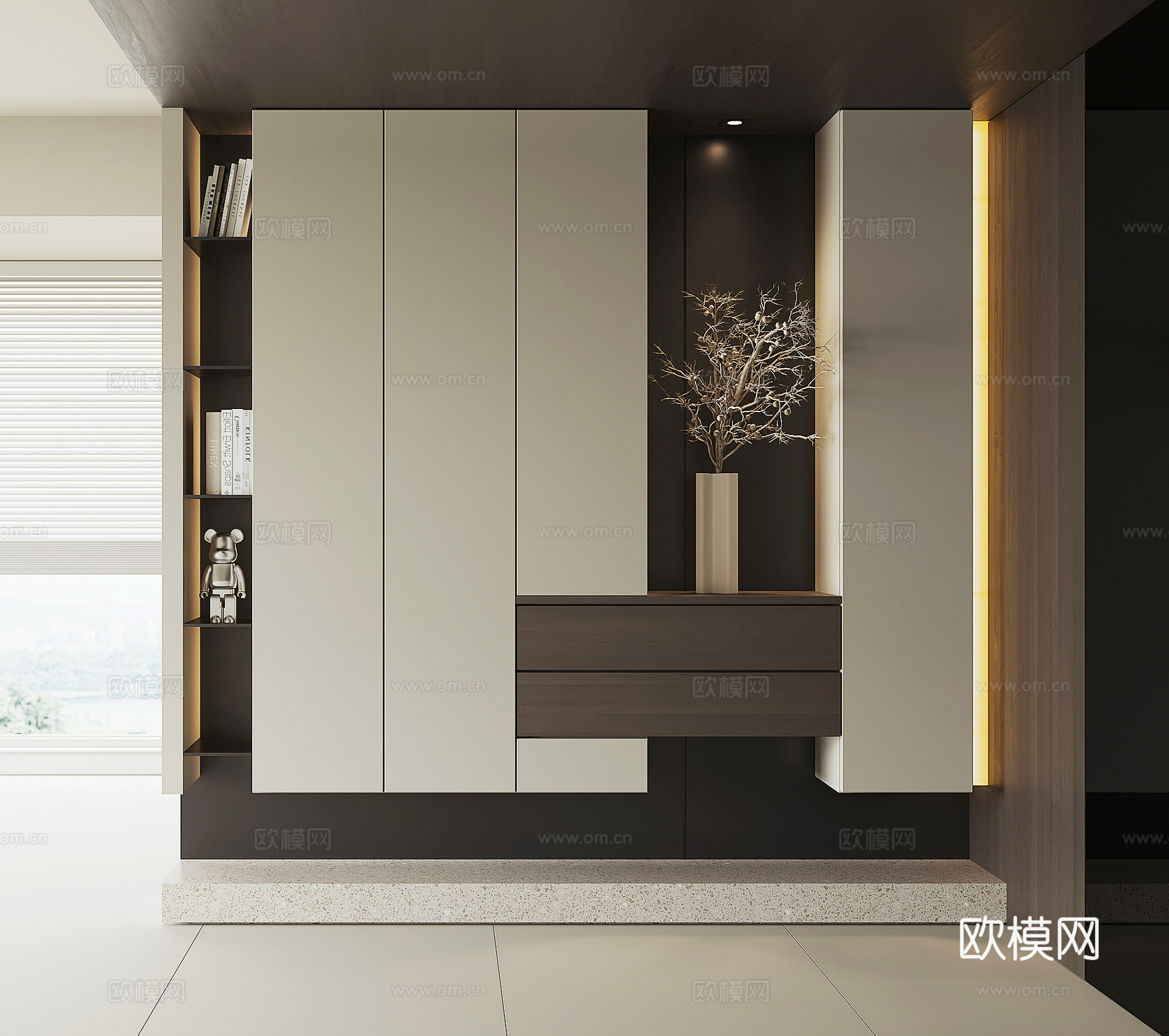 现代入户鞋柜su模型下载（渲染图1）