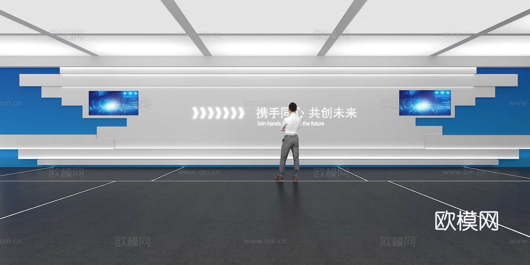 文化墙 企业文化墙 展示墙 教室 展厅 校园文化 走廊3d模型下载