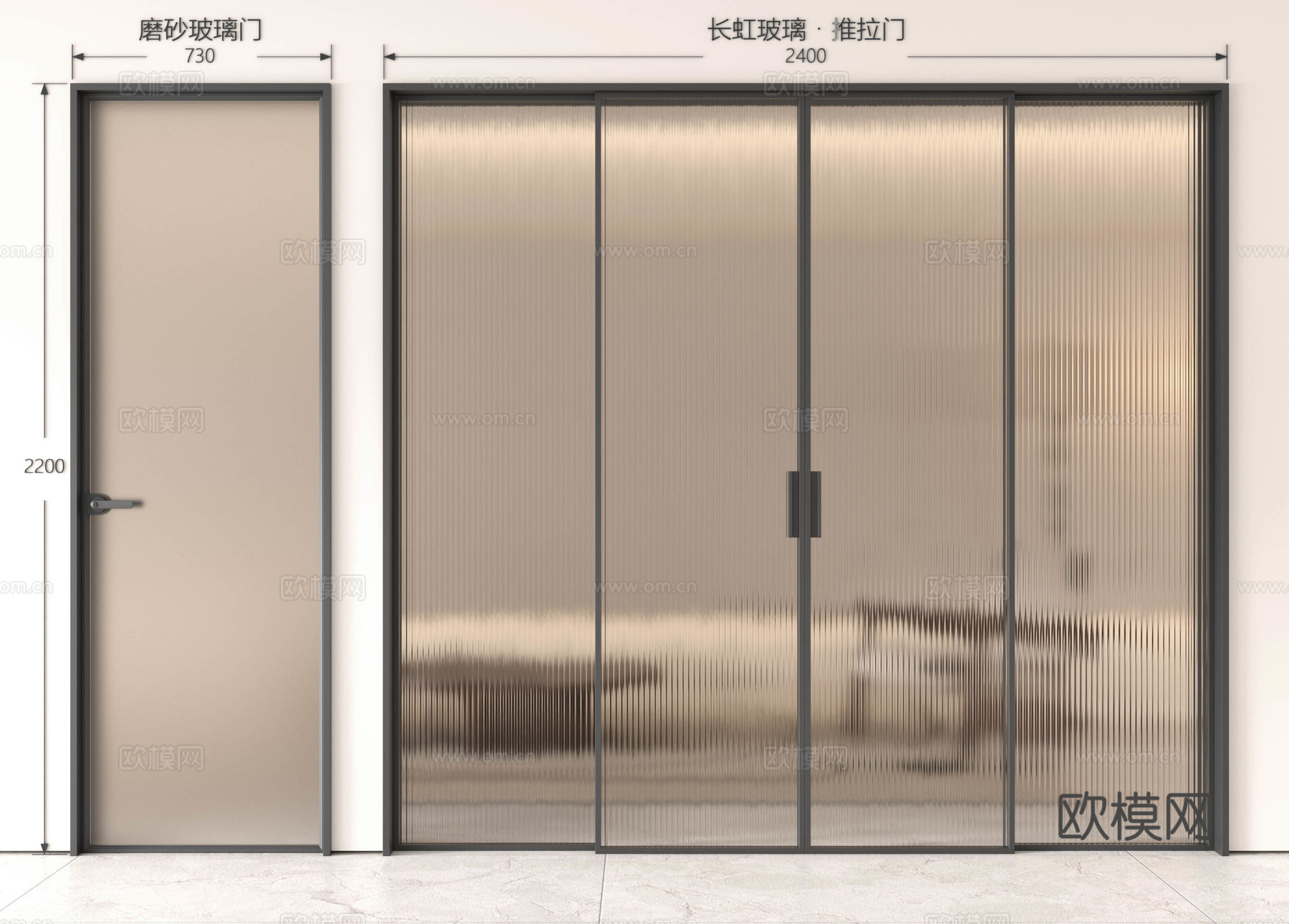 现代推拉门 玻璃门 玻璃推拉门 长虹玻璃门 厨房推拉门 阳台su模型