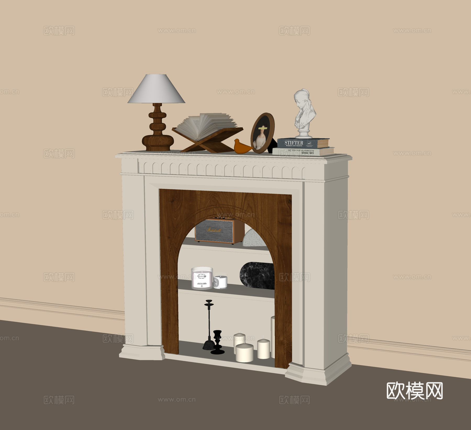 法式装饰壁炉su模型