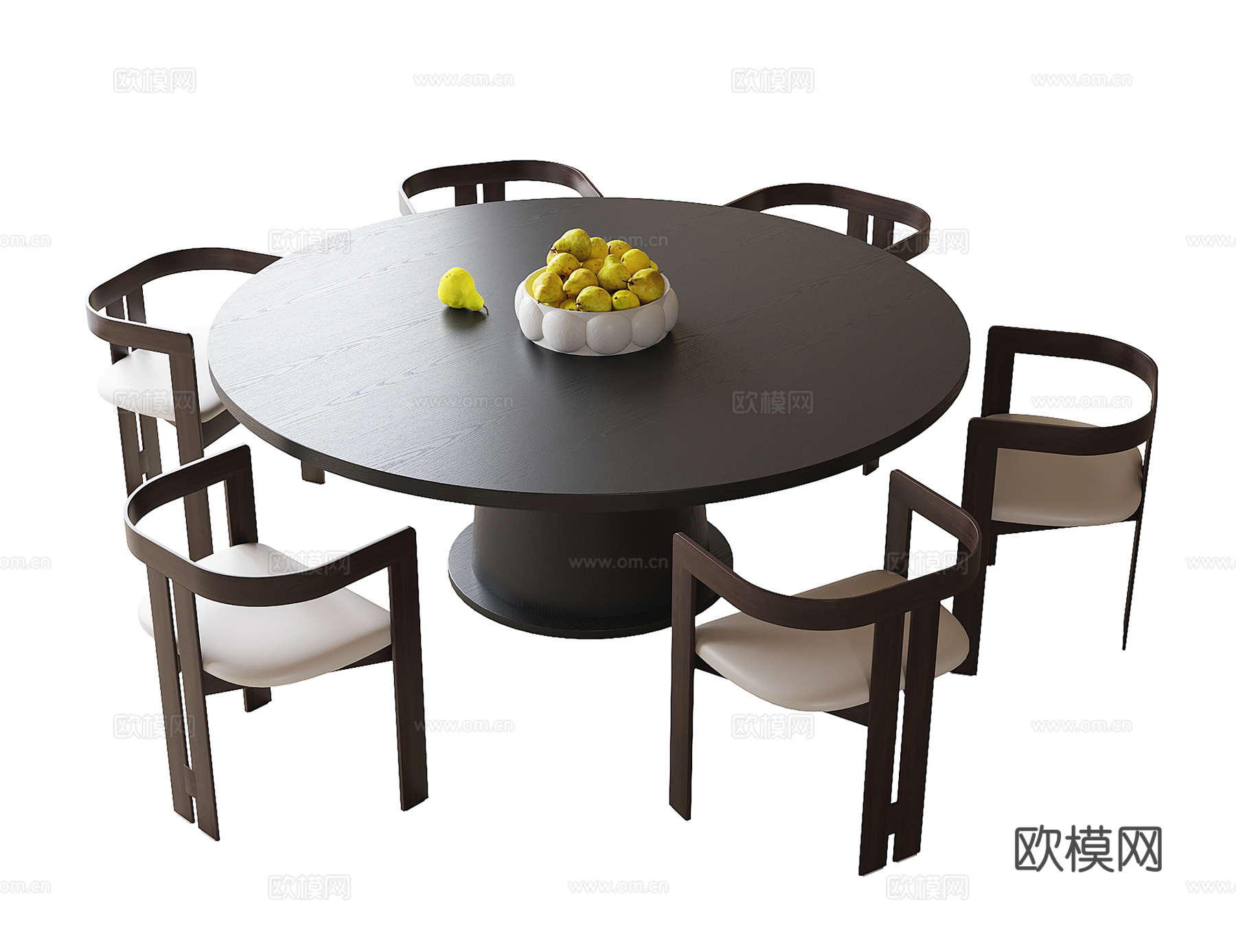 现代餐桌椅 餐椅 单椅 圆形餐桌su模型