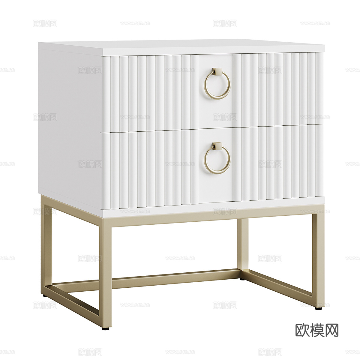 奶油风床头柜 奶白色床头柜 儿童床头柜 方形床头柜 储物柜3d模型
