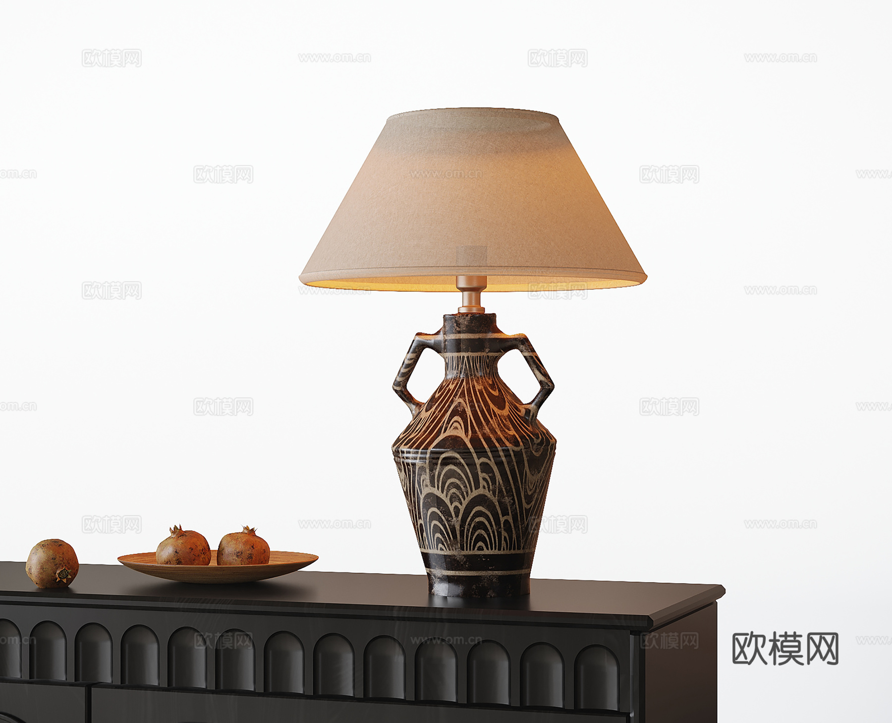 法式台灯su模型下载（渲染图1）