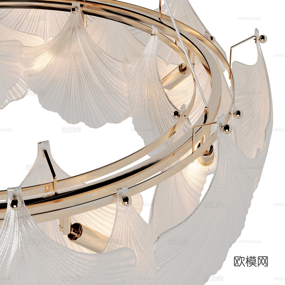 新中式轻奢 Lampatron 银杏叶装饰吊灯3d模型