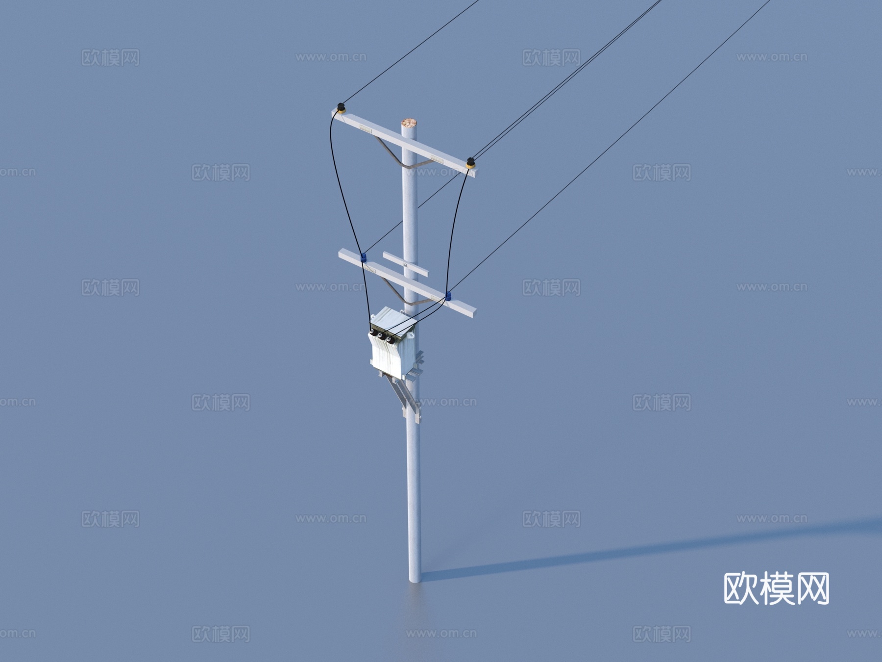 电线杆 电线 高压线 交流电线3d模型