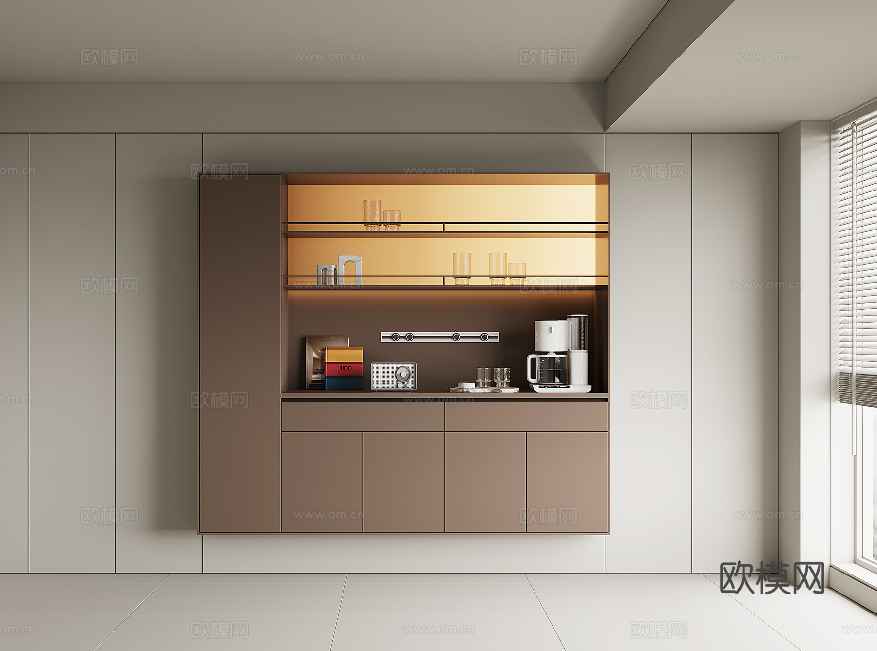 现代酒柜餐边柜su模型下载（渲染图1）