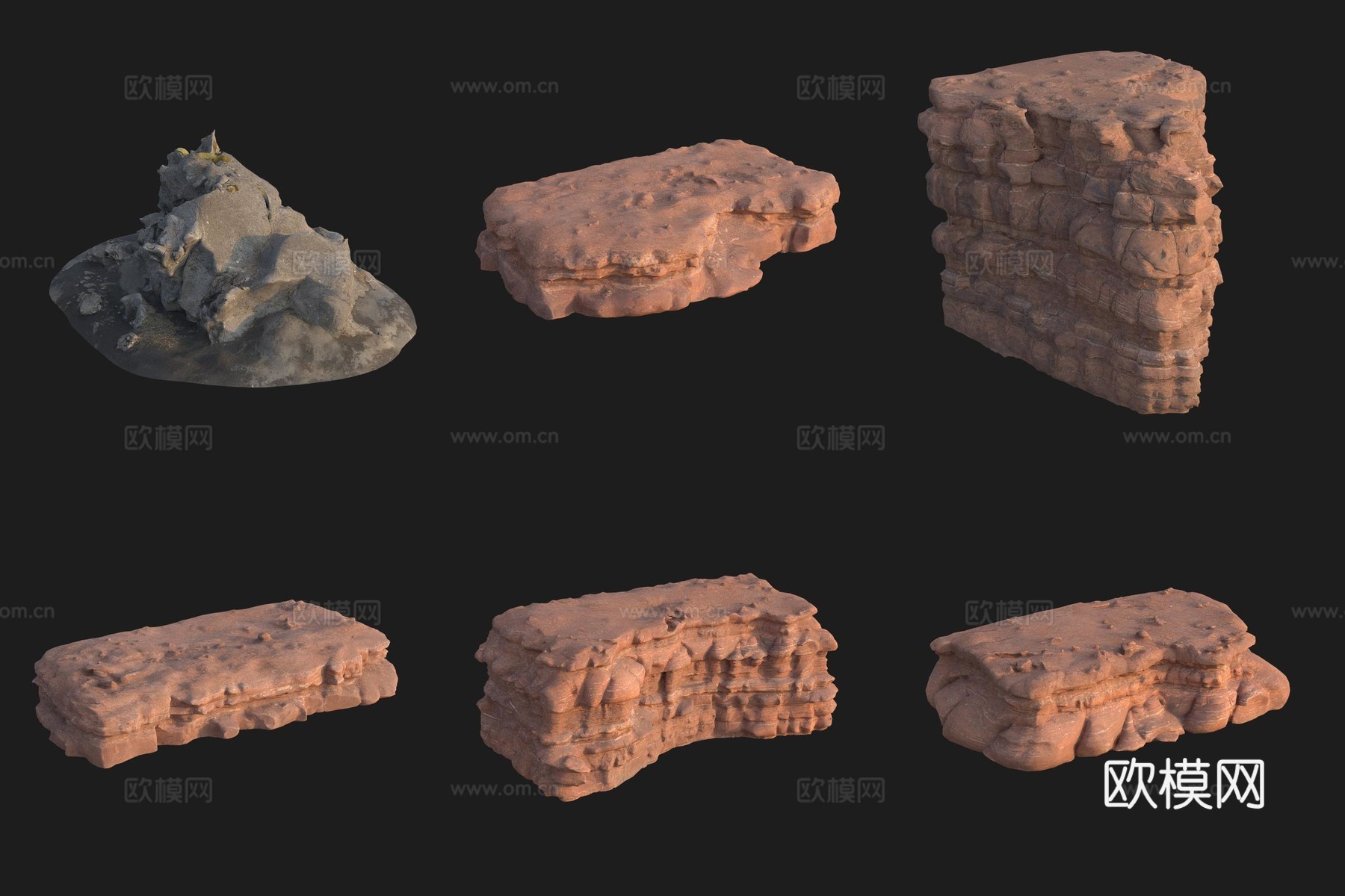 悬崖石头岩石巨石3d模型下载