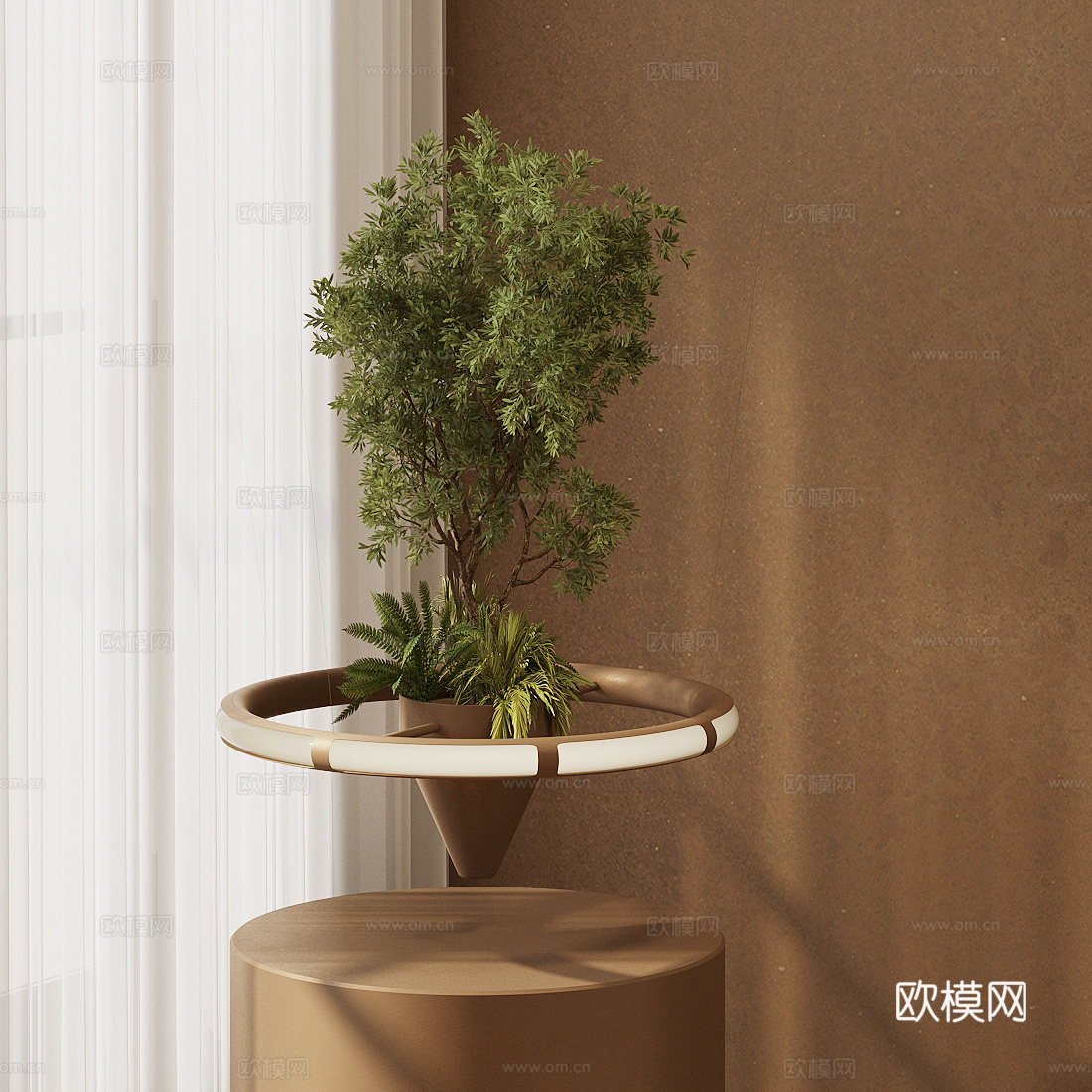 盆栽 绿植盆栽 中古风盆栽植物 植物组合 侘寂风植物摆件 酒su模型