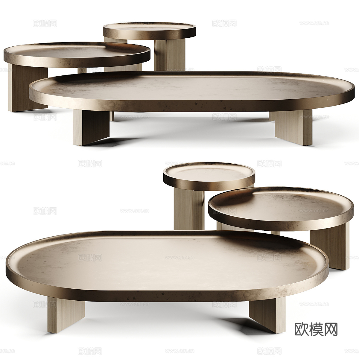 现代意式轻奢 Minotti LOUVER 金属茶几3d模型