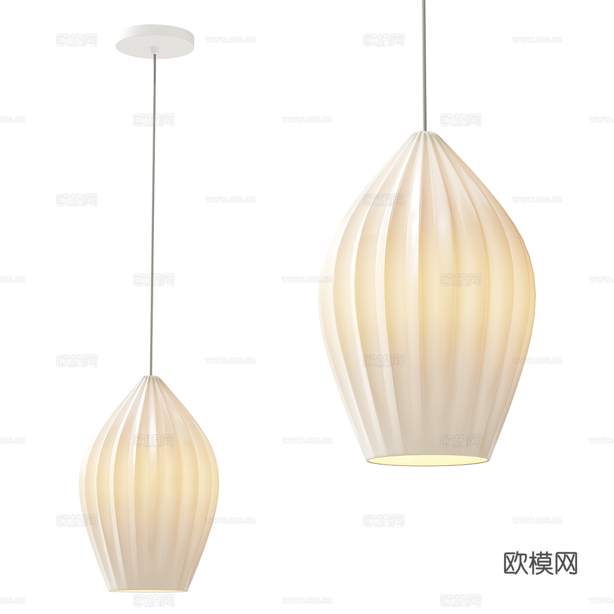 新中式侘寂陶瓷罗纹吊灯3d模型