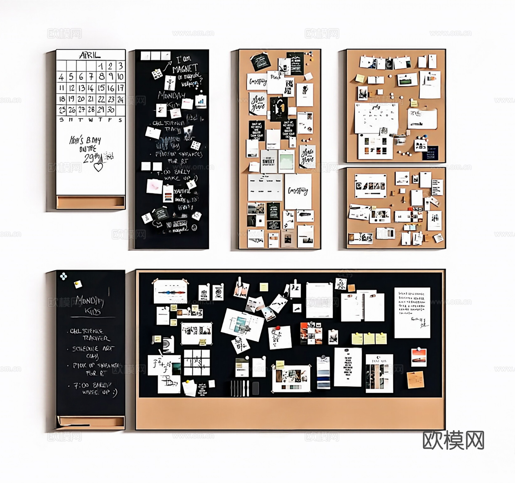 现代挂件便签墙su模型