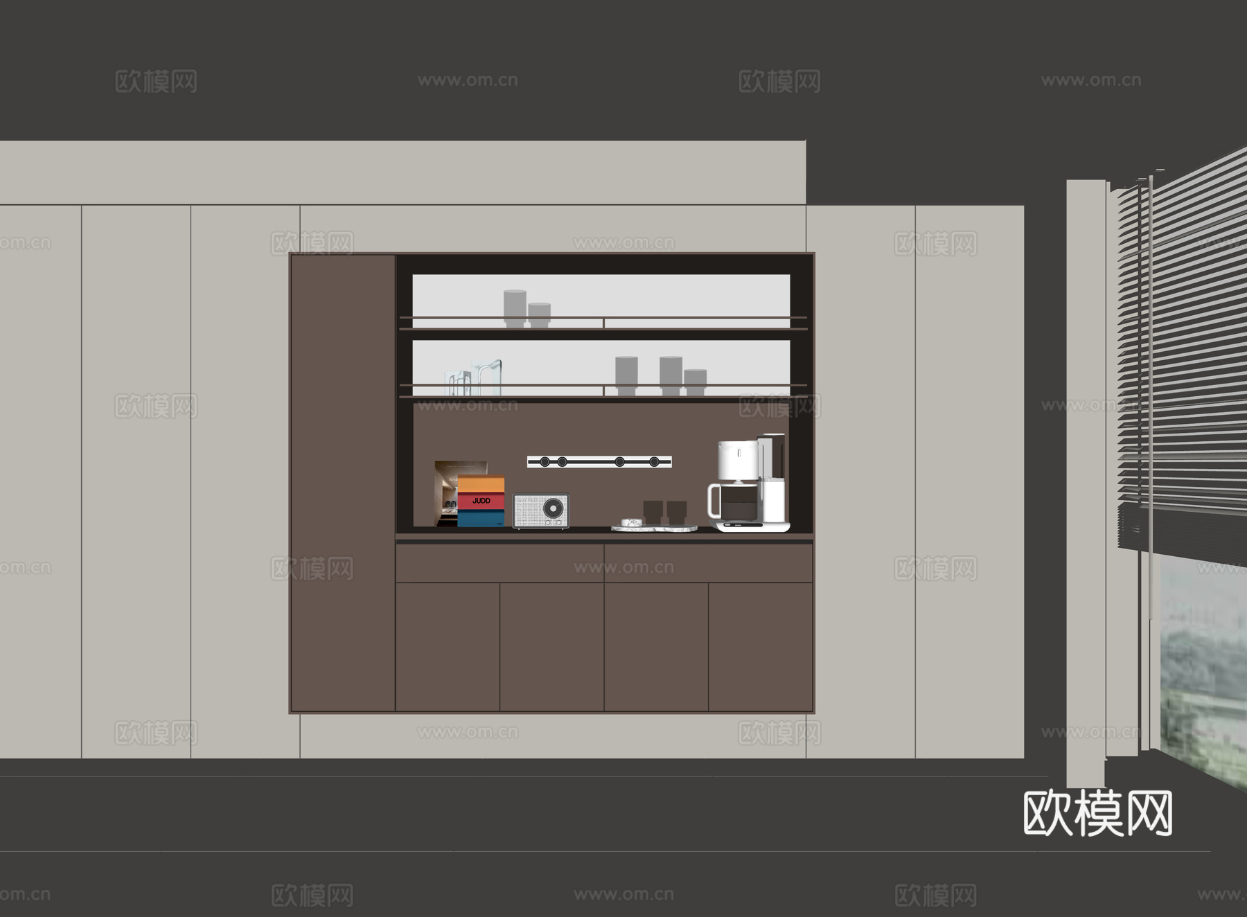 现代酒柜餐边柜su模型下载（渲染图2）