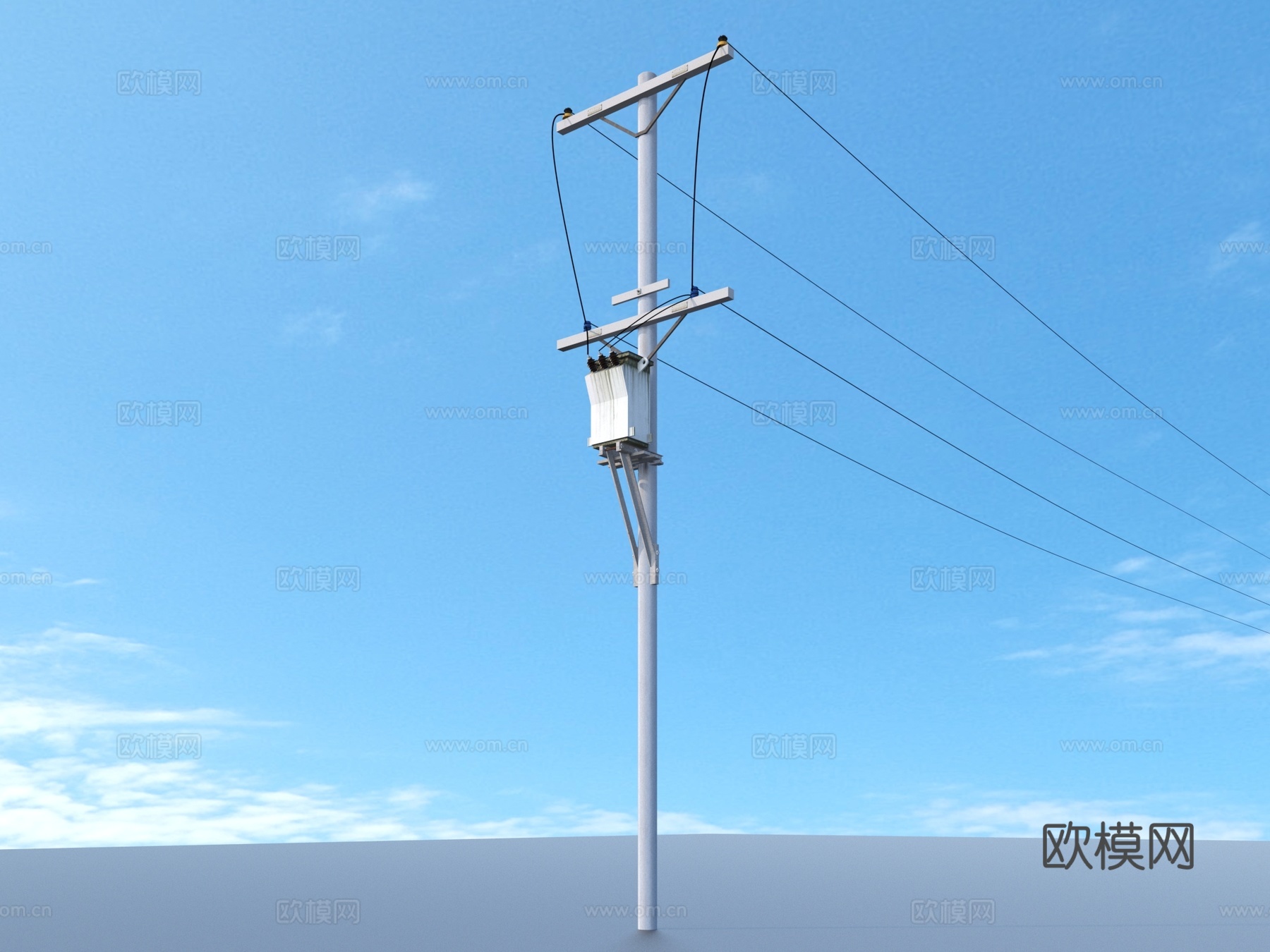 电线杆 电线 高压线 交流电线3d模型