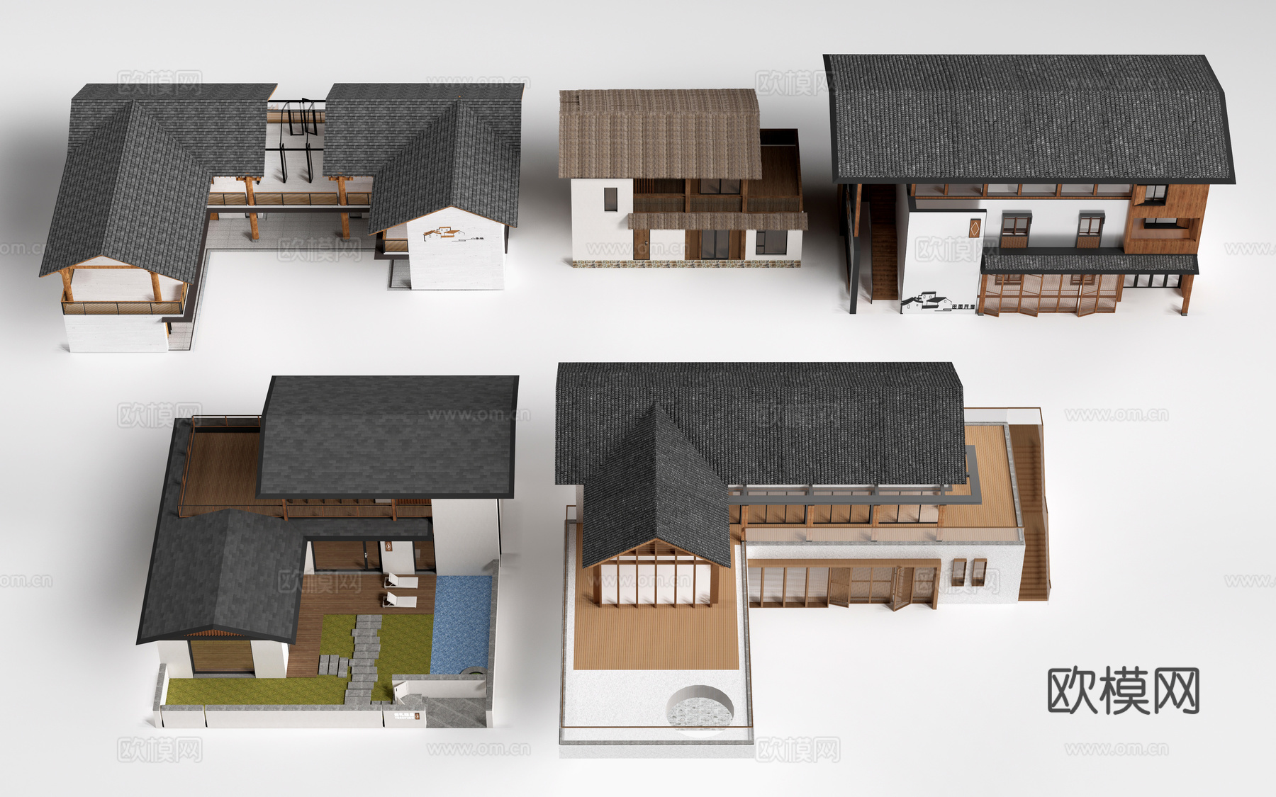 现代民宿建筑 民宿客栈 乡村建筑 小建筑su模型下载（渲染图1）