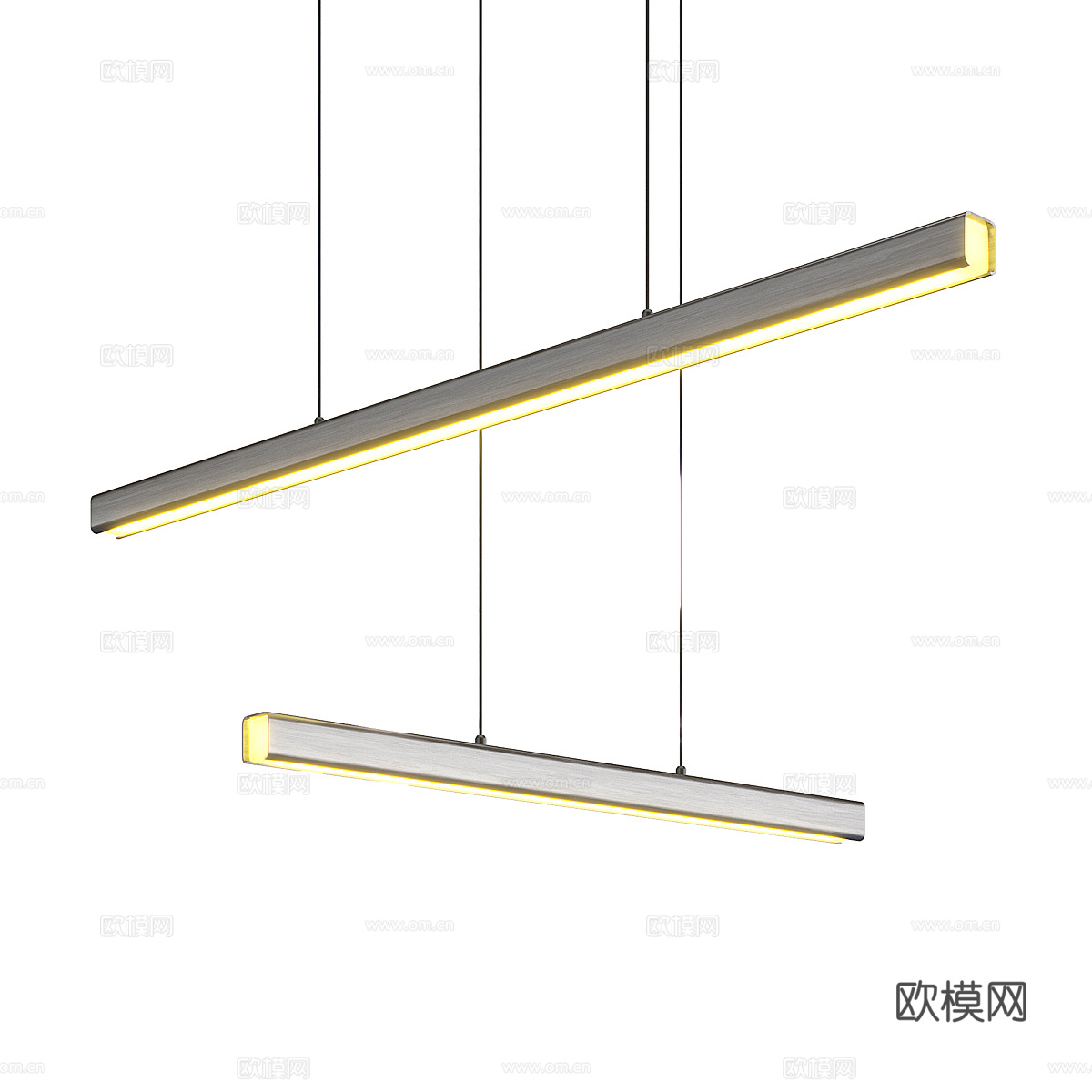 现代极简餐厅条形吊灯3d模型