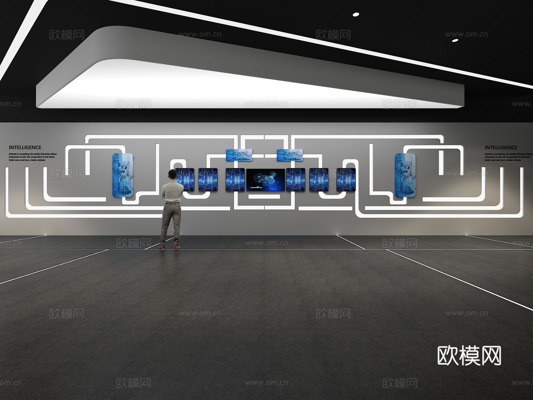 文化墙 企业文化墙 展示墙 主题墙 展厅 校园文化 走廊3d模型下载