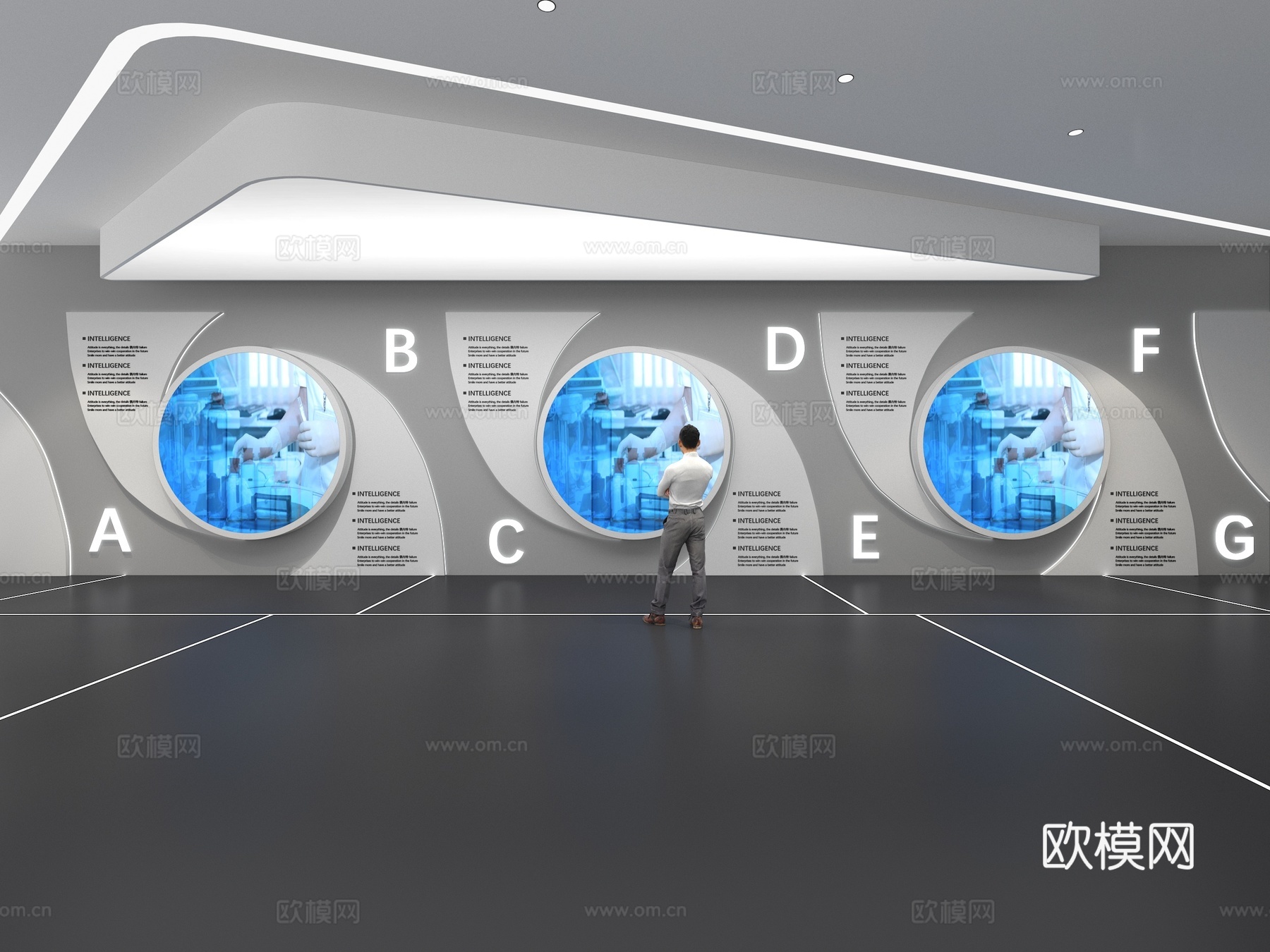 文化墙 企业文化墙 展示墙 主题墙 展厅 校园文化 走廊3d模型下载