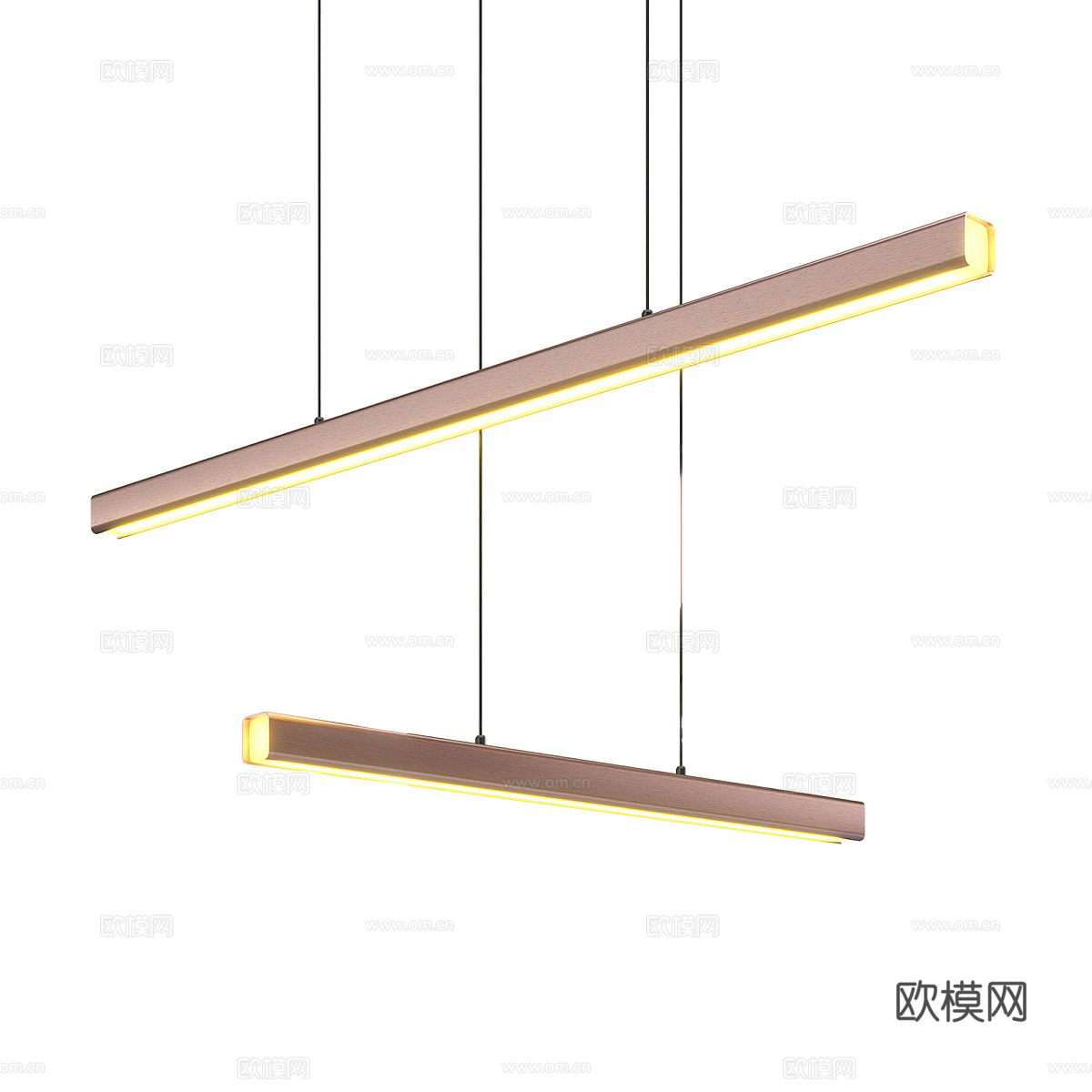 现代极简餐厅条形吊灯3d模型