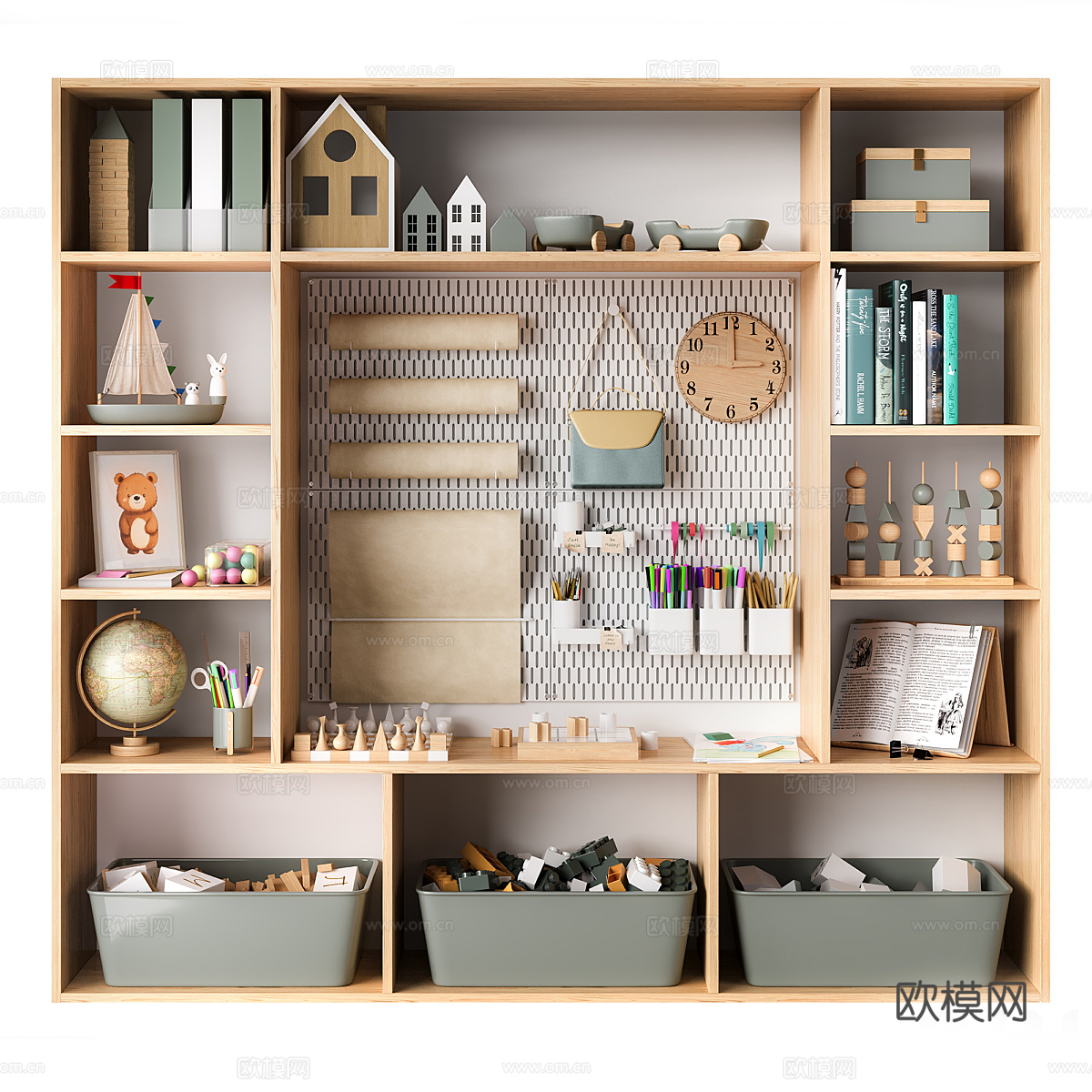 现代儿童书柜 玩具收纳柜3d模型
