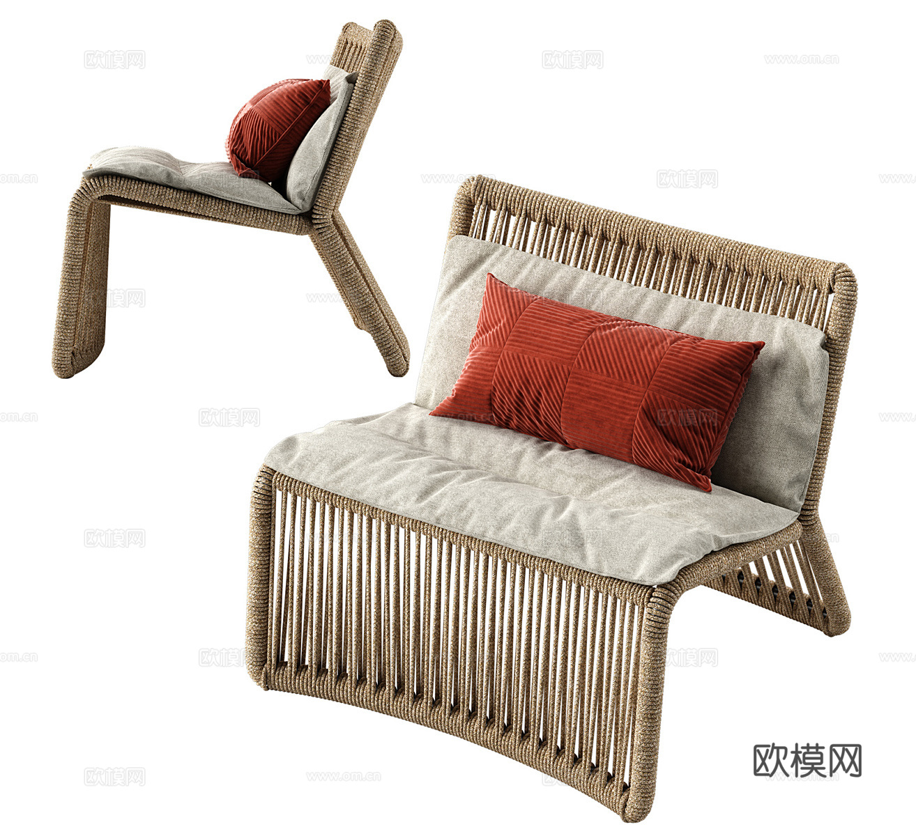 侘寂风休闲椅 侘寂风单椅 民宿单椅 藤编单椅 藤编休闲椅 庭3d模型