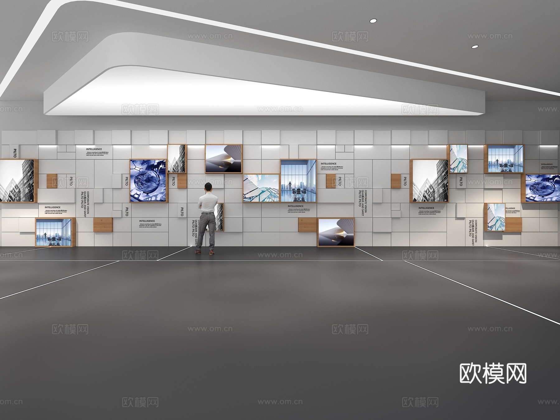 文化墙 企业文化墙 展示墙 主题墙 展厅 校园文化 走廊3d模型下载