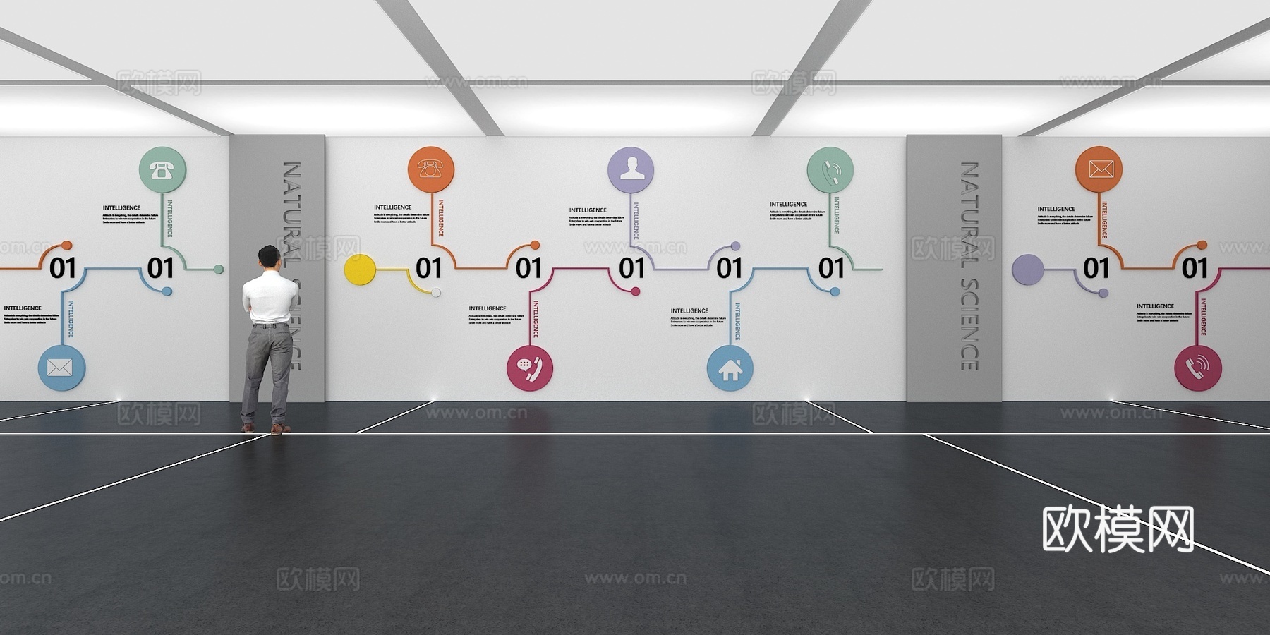 文化墙 企业文化墙 展示墙 教室 展厅 校园文化 走廊3d模型下载