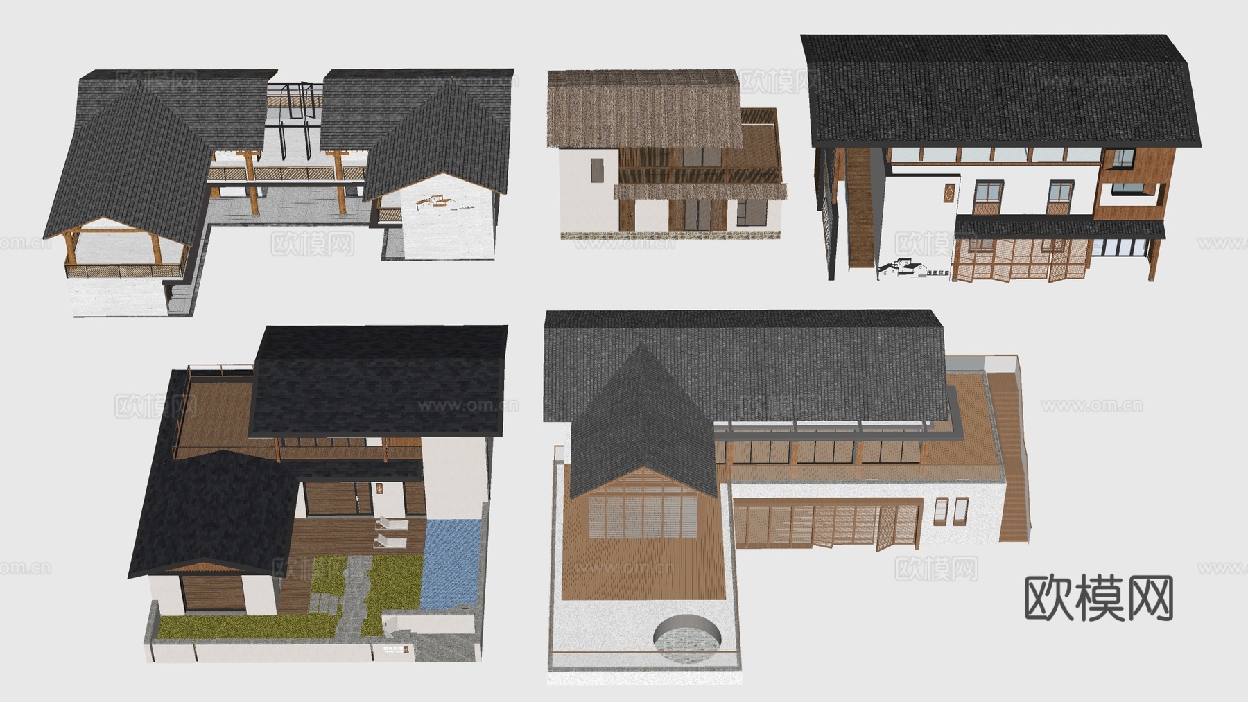现代民宿建筑 民宿客栈 乡村建筑 小建筑su模型下载（渲染图3）