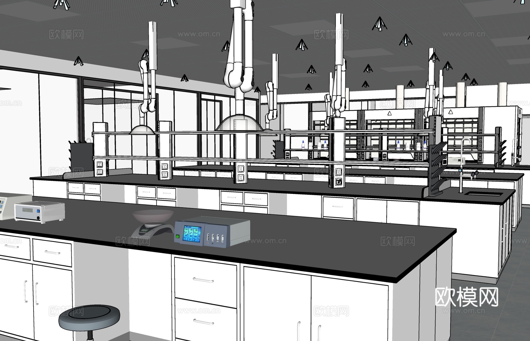 铝扣板理化实验室实验台su模型
