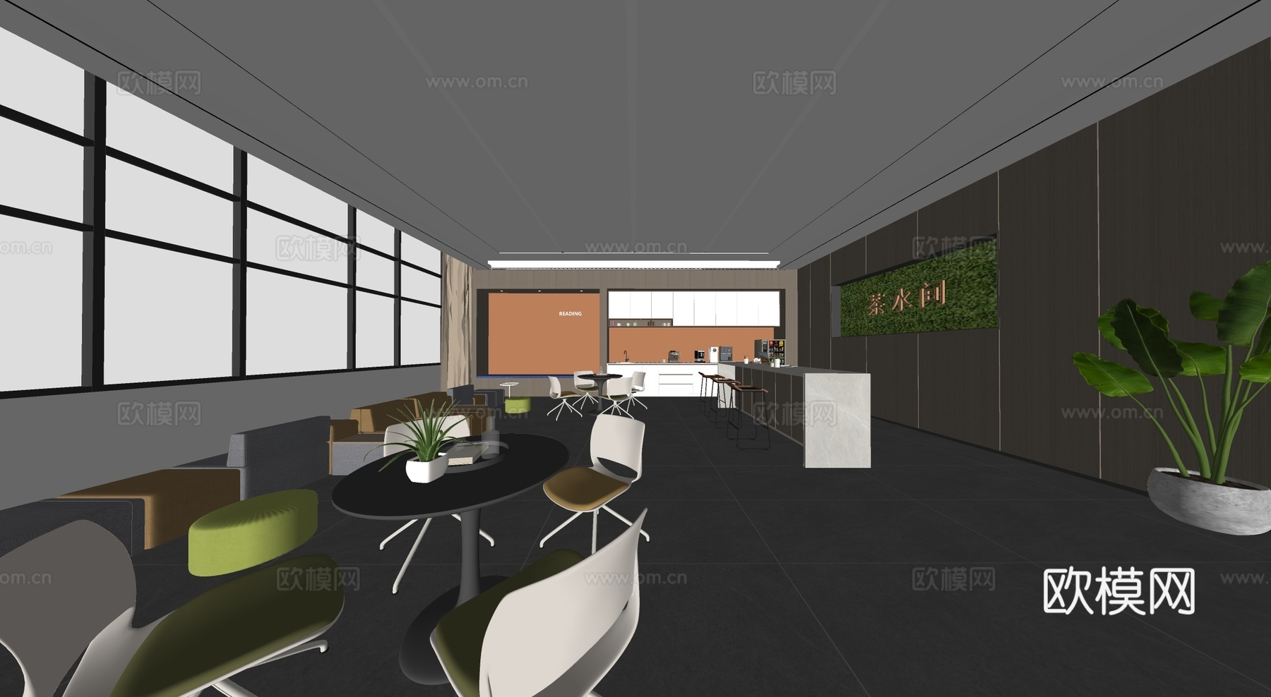 茶水间  休息室su模型