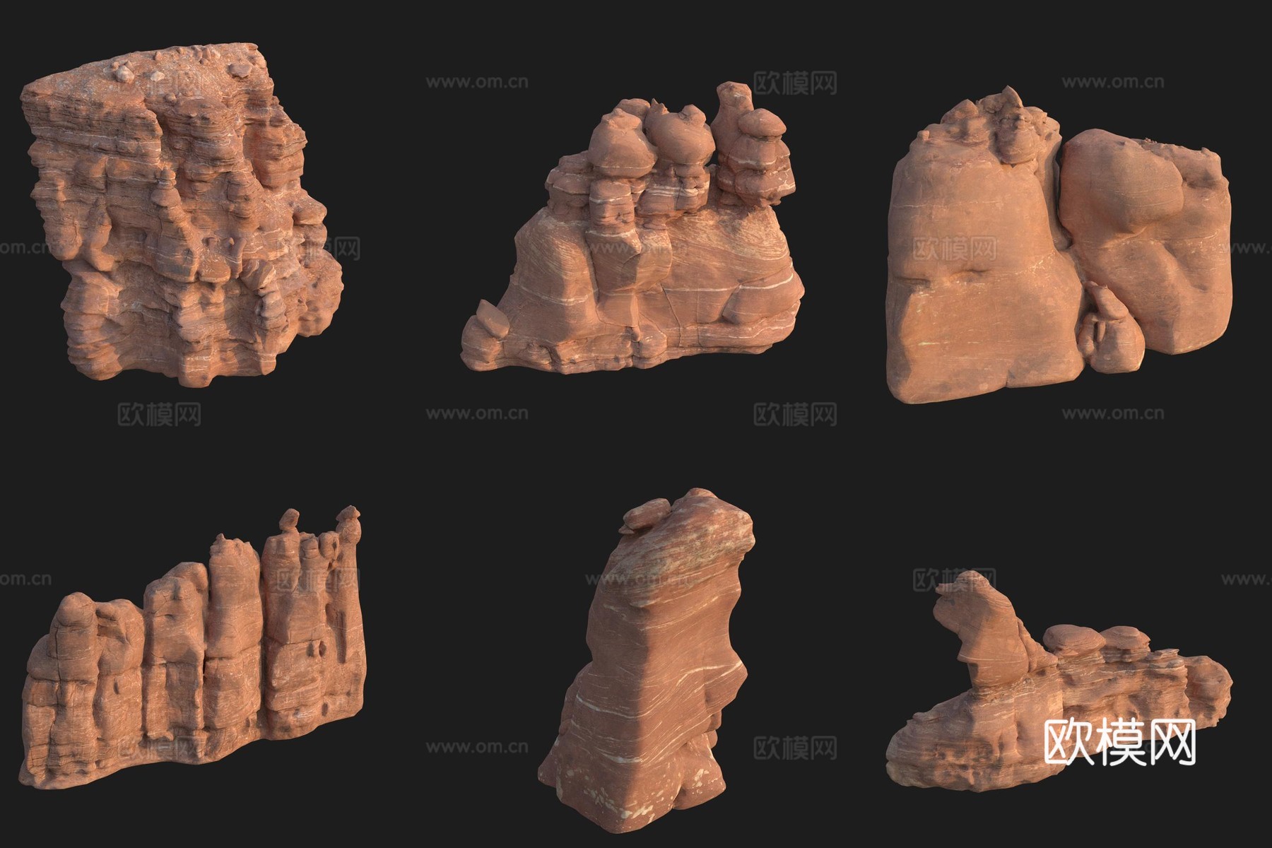 悬崖大石头岩石巨石3d模型