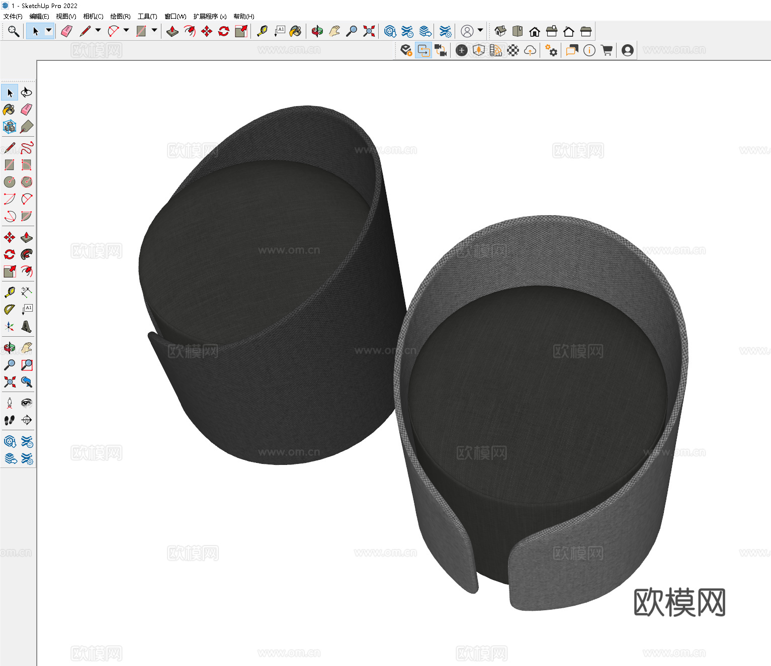 布艺沙发凳 矮凳 梳妆凳 换鞋凳 搭脚凳 圆凳su模型