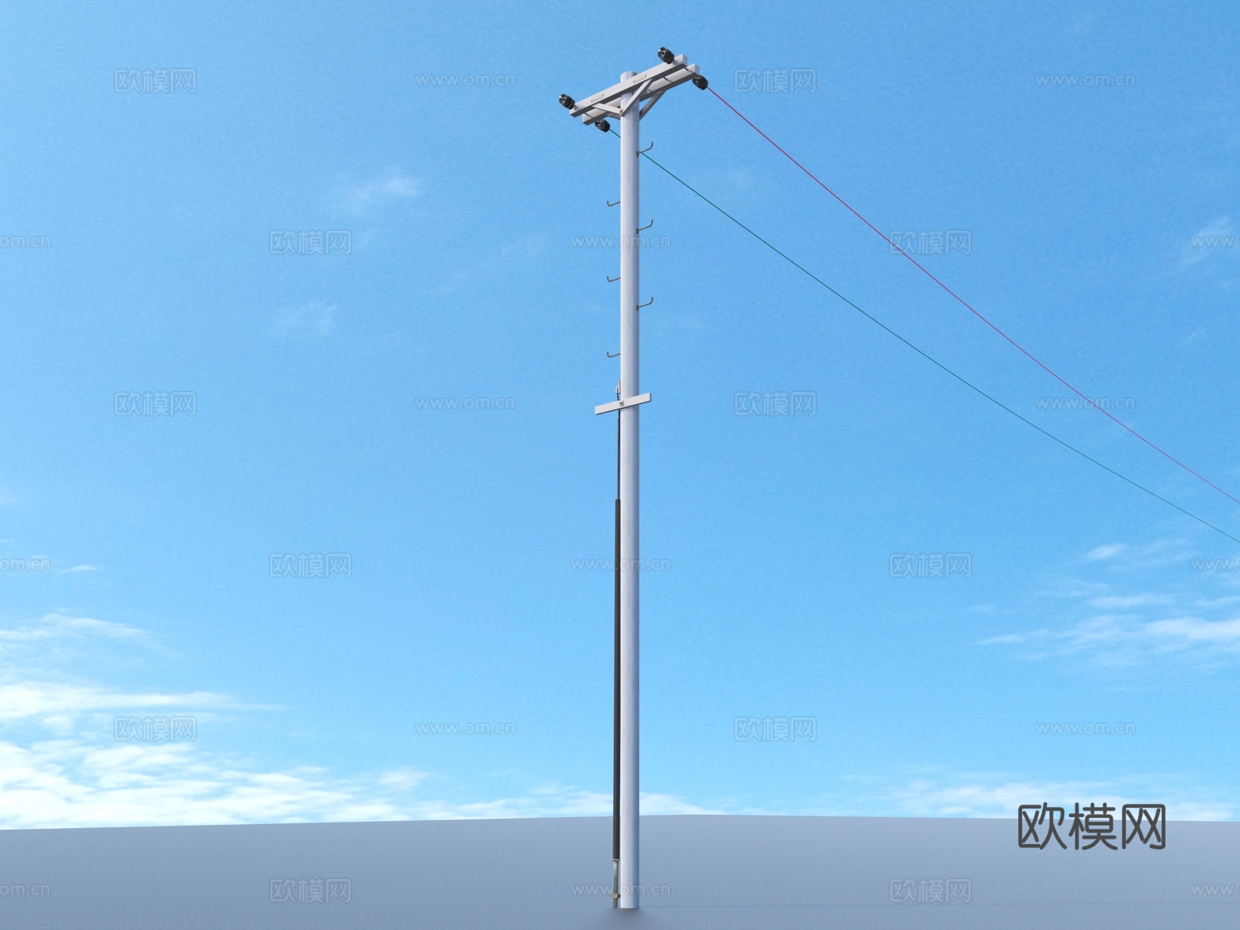 电线杆 电线 高压线 交流电线3d模型
