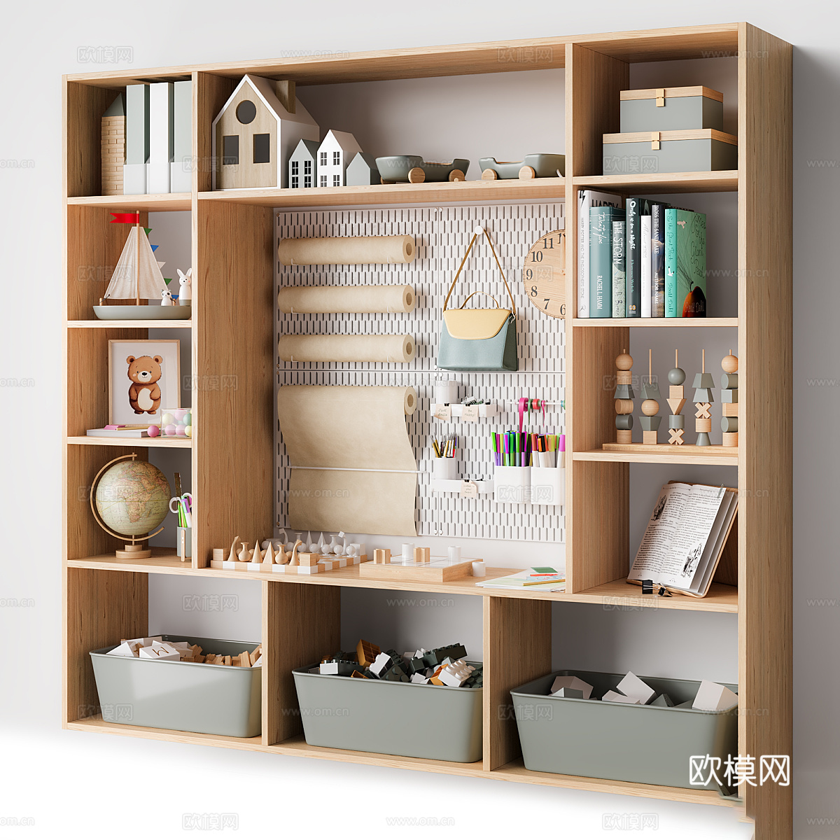 现代儿童书柜 玩具收纳柜3d模型