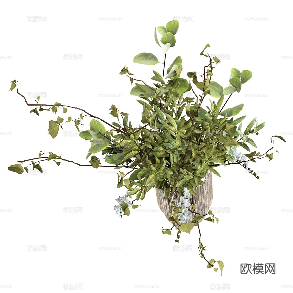 现代玻璃花瓶花艺3d模型