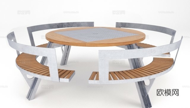 户外桌椅3d模型下载