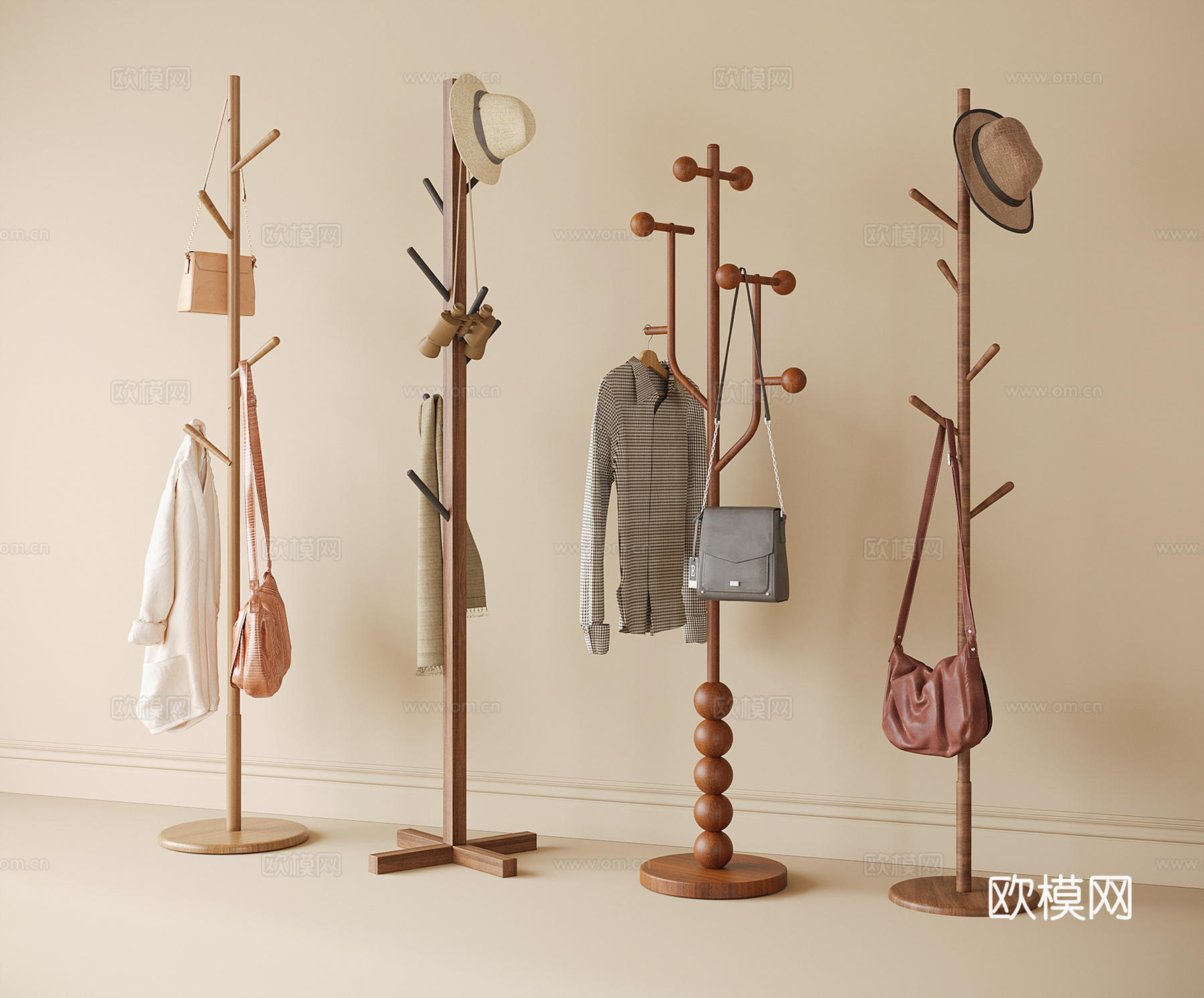现代落地衣架 挂衣架 衣帽架su模型
