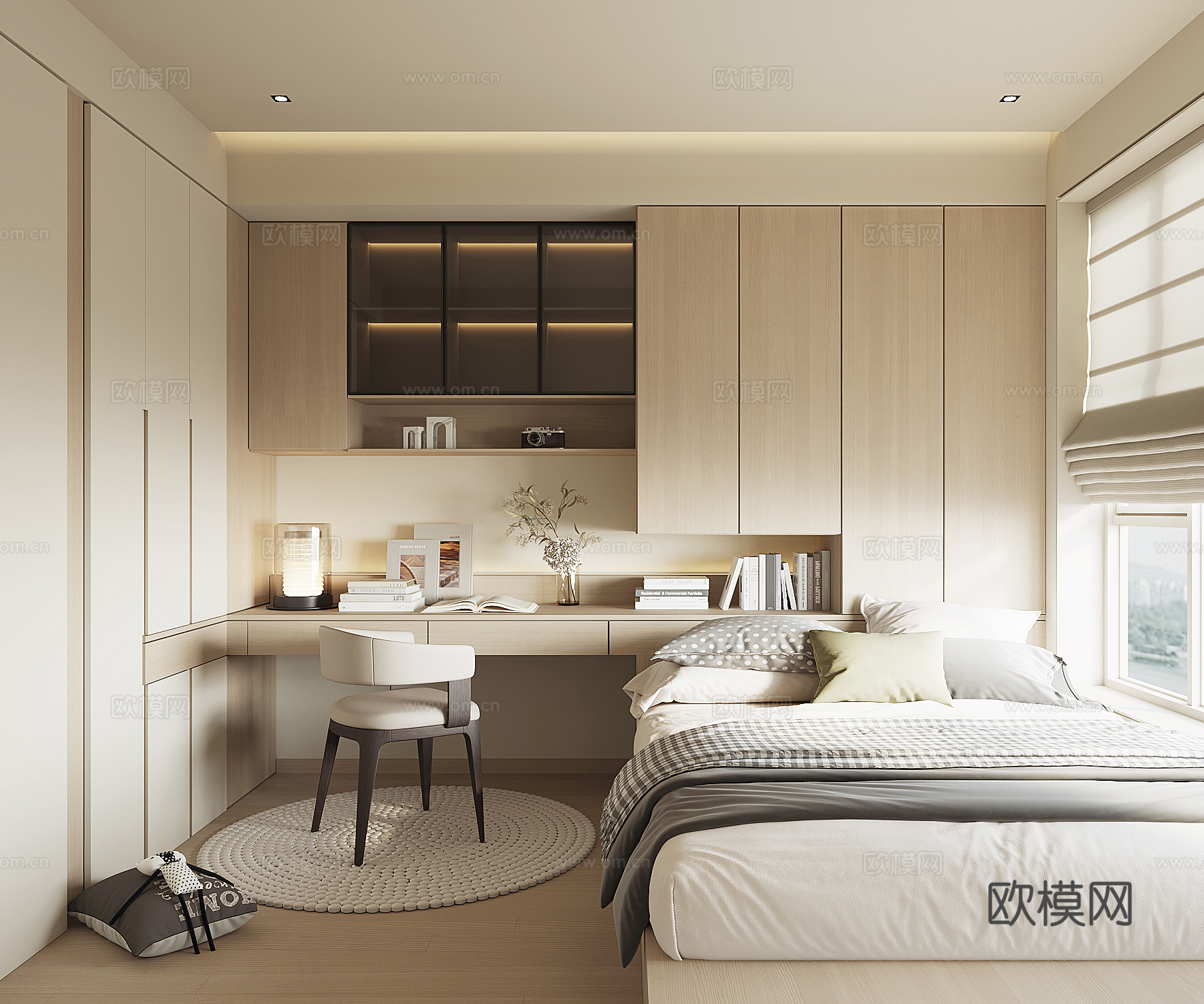 现代榻榻米卧室su模型