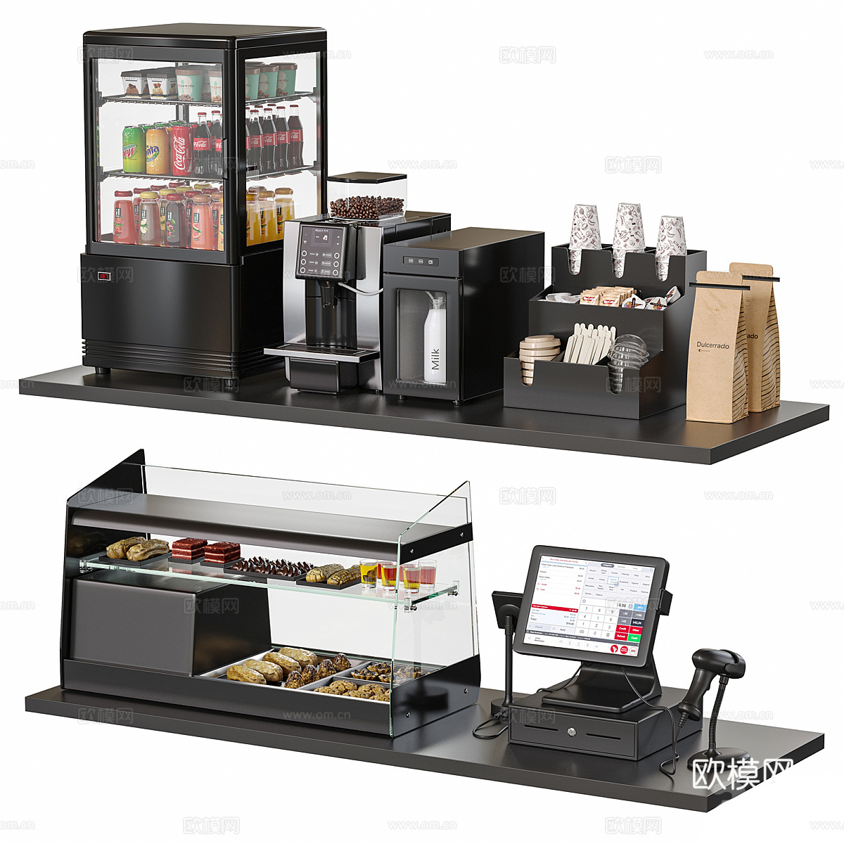现代 咖啡厅设备3d模型下载（渲染图1）