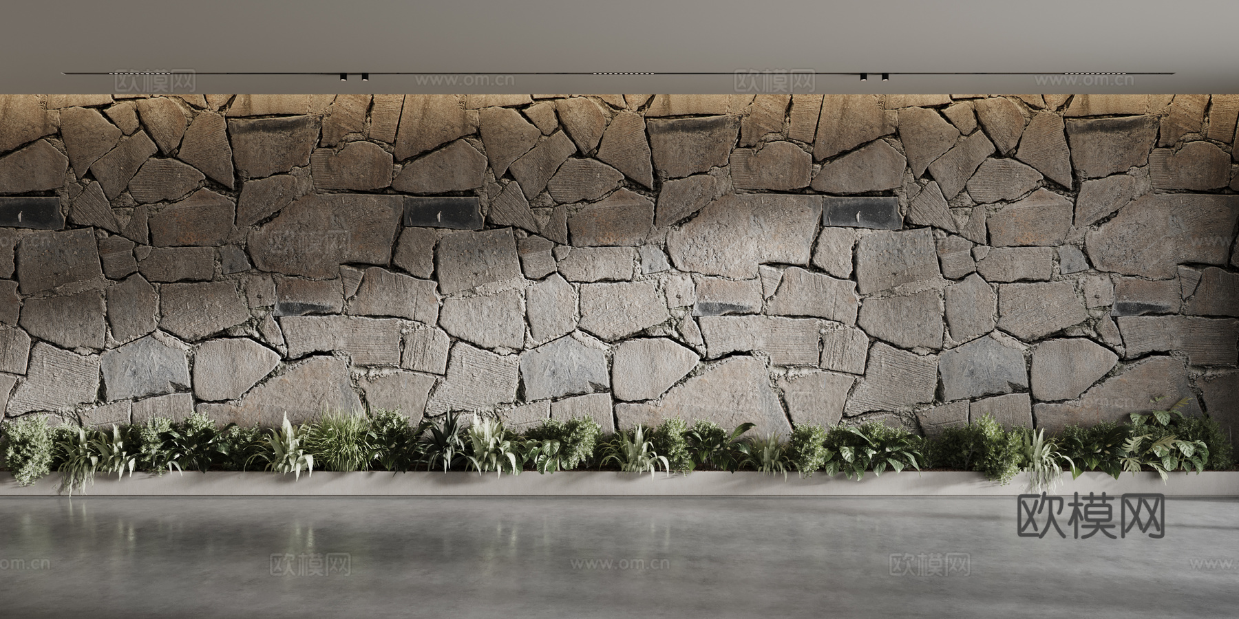 现代岩石背景墙su模型