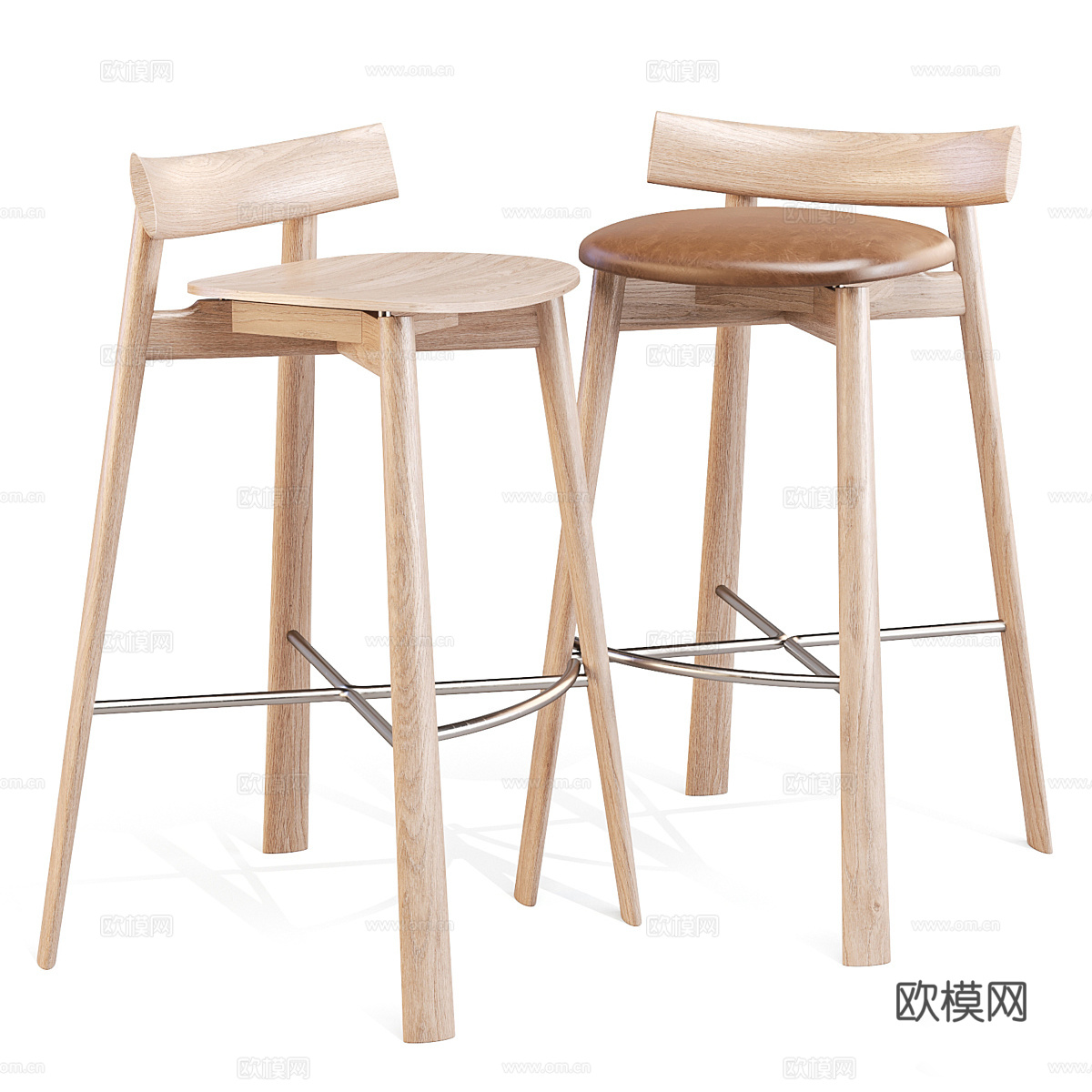 新中式 Remo 吧台凳3d模型下载（渲染图1）