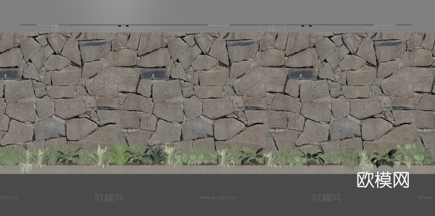 现代岩石背景墙su模型