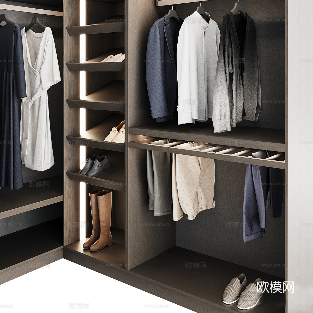 实木衣柜 简约衣柜 轻奢衣柜 衣帽间 衣柜摆件 衣柜挂件 服3d模型