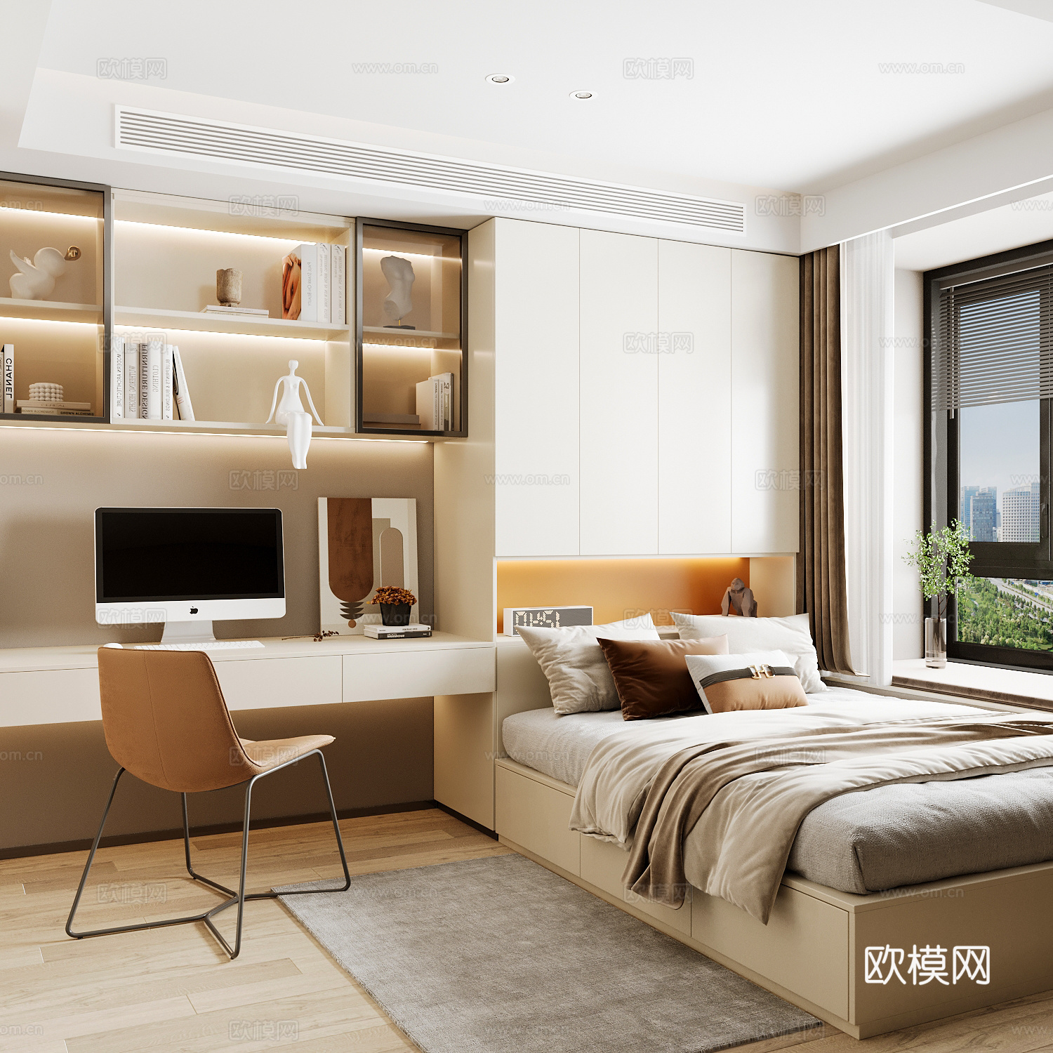 现代家居卧室 现代卧室 意式卧室 简约卧室 意式床3d模型