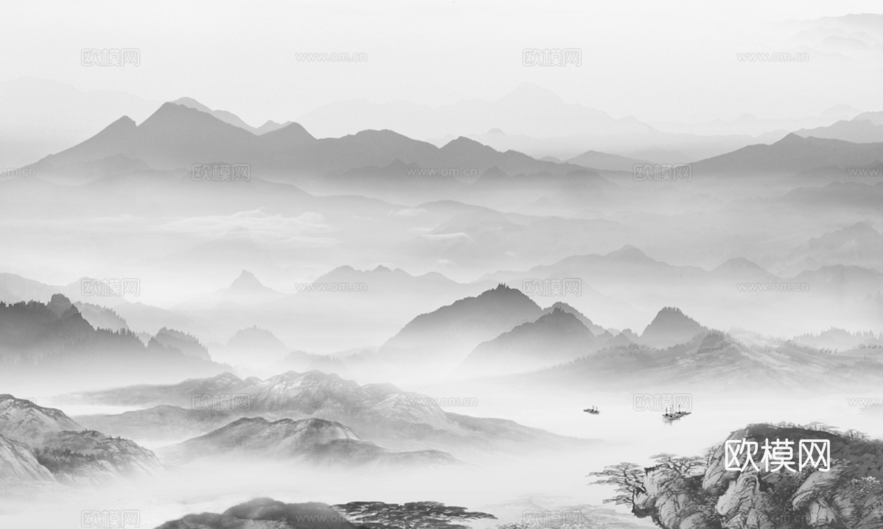 新中式山水画水墨装饰画