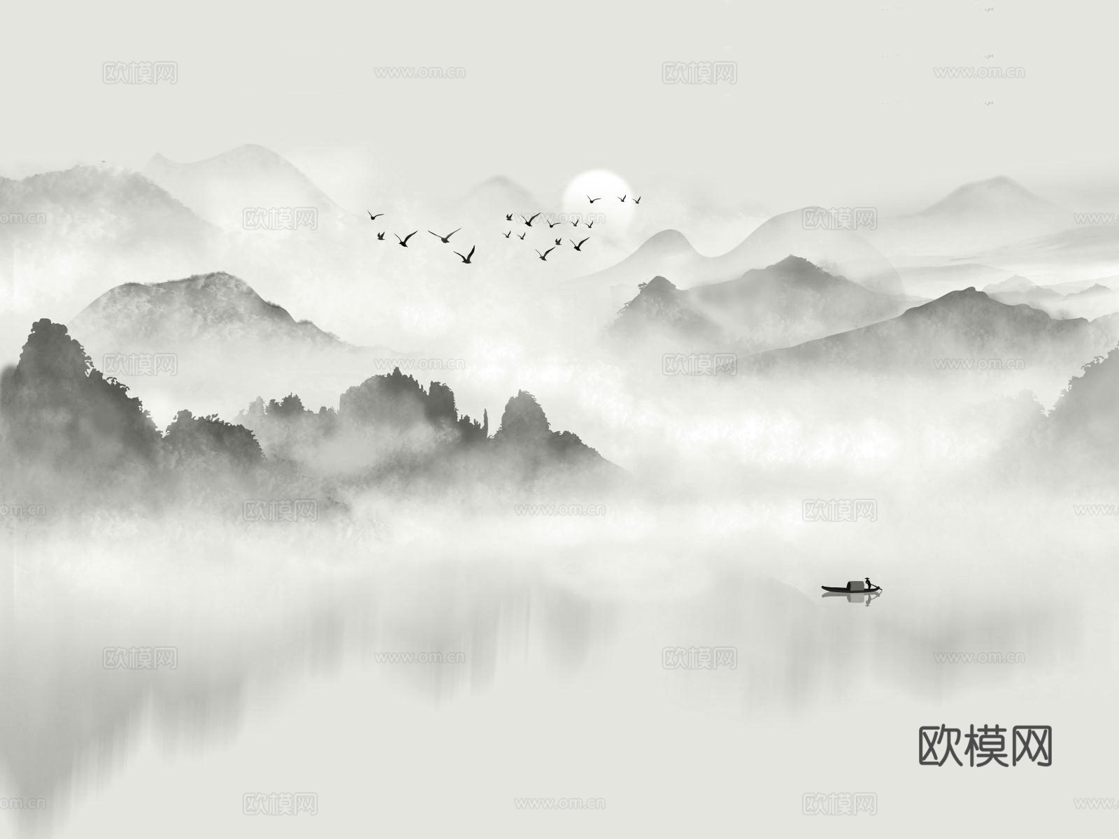 新中式山水画水墨装饰画