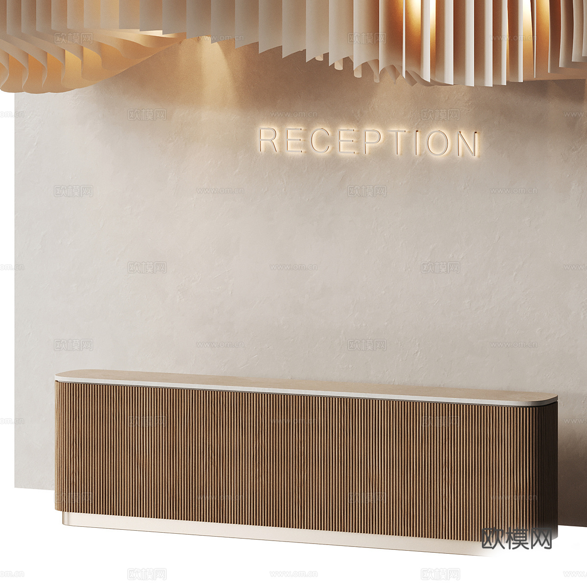 新中式接待台 前台 服务台3d模型