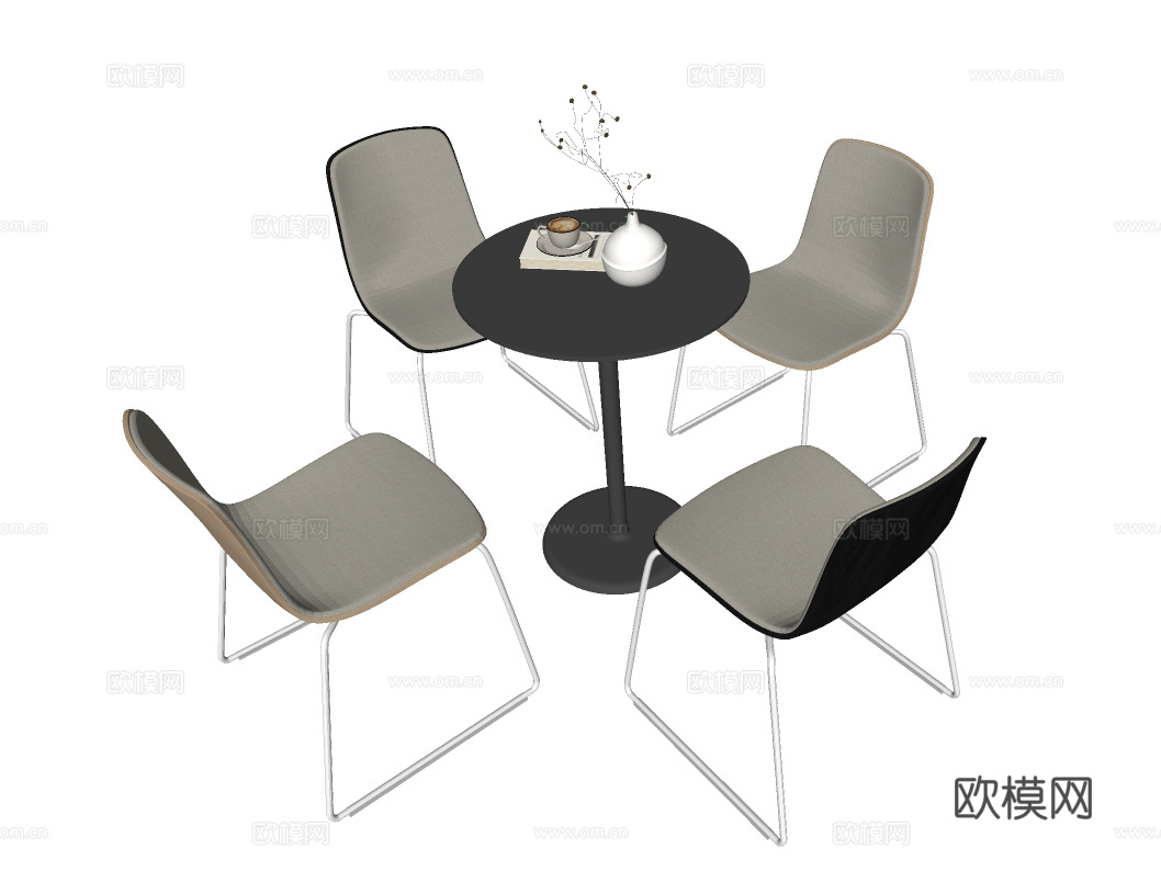 现代洽谈桌椅su模型下载（渲染图2）