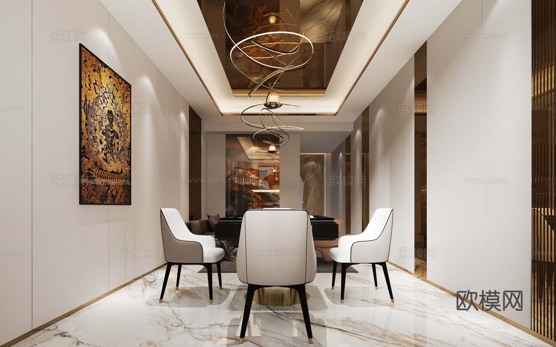 现代棋牌室3d模型下载